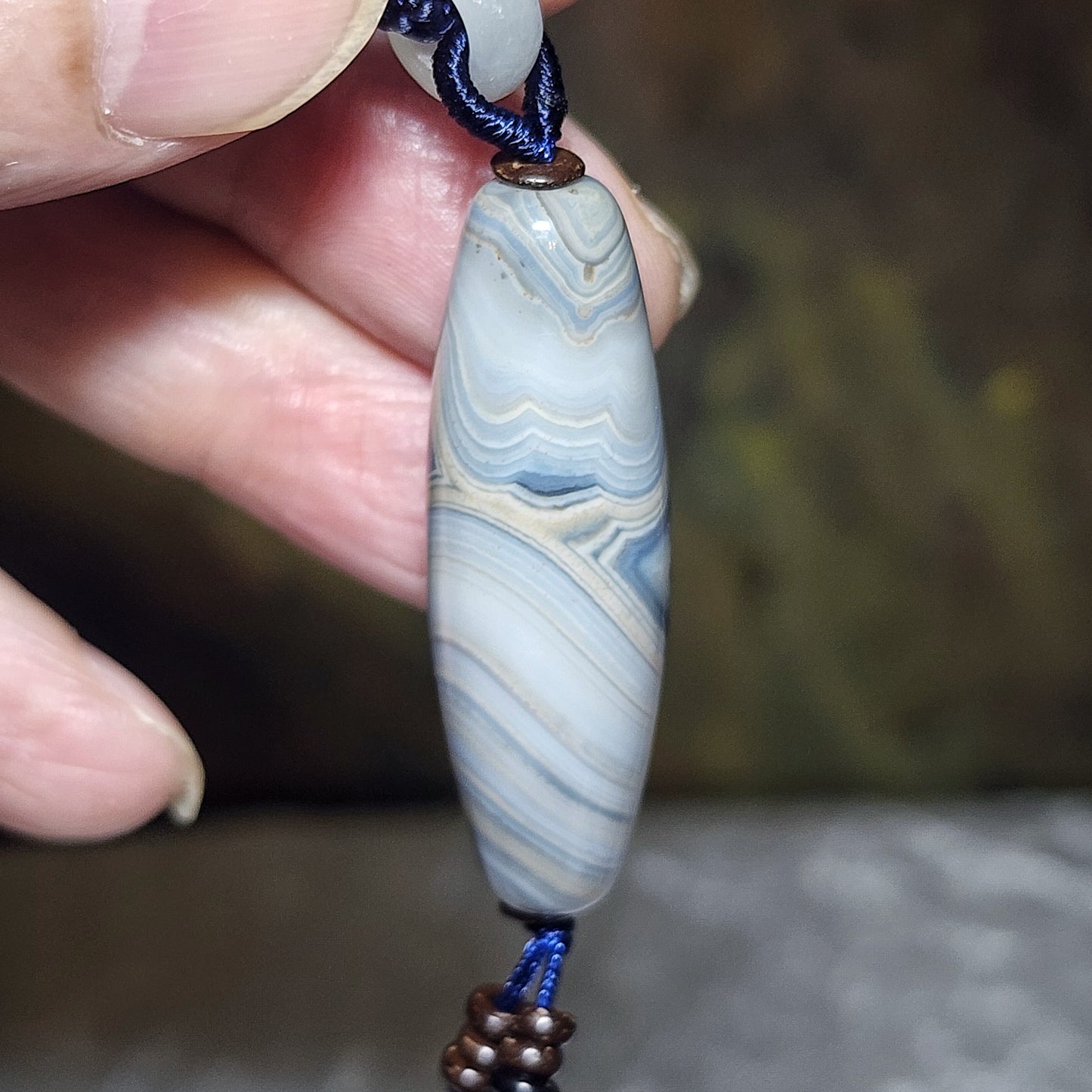 43.3mm Premium Tibetan Sardonyx Natural Eye Buddha Eye Dzi pendant blue hue cream white 精品藏传缠丝玛瑙蓝沁奶白天眼佛眼黄财神天珠