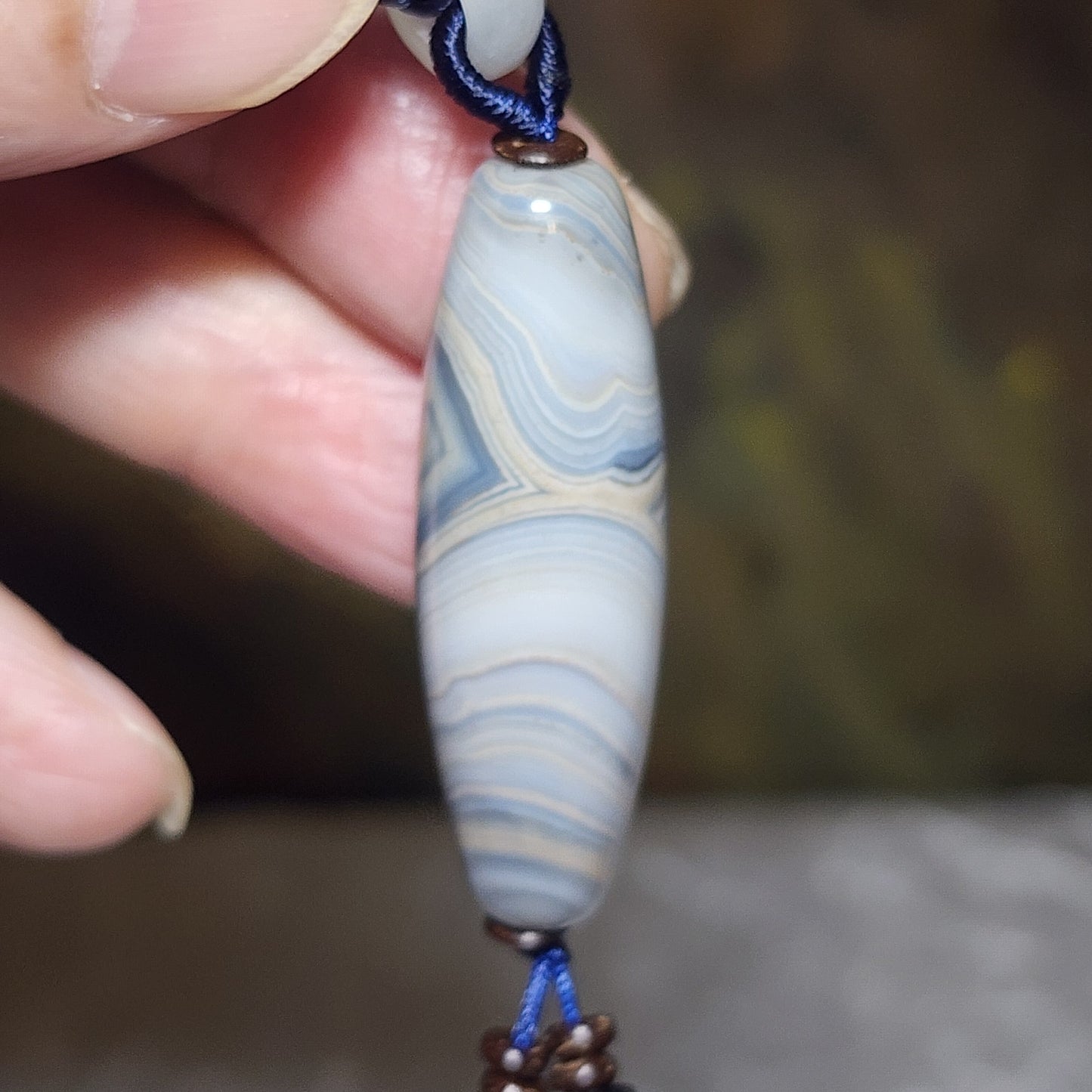 43.3mm Premium Tibetan Sardonyx Natural Eye Buddha Eye Dzi pendant blue hue cream white 精品藏传缠丝玛瑙蓝沁奶白天眼佛眼黄财神天珠