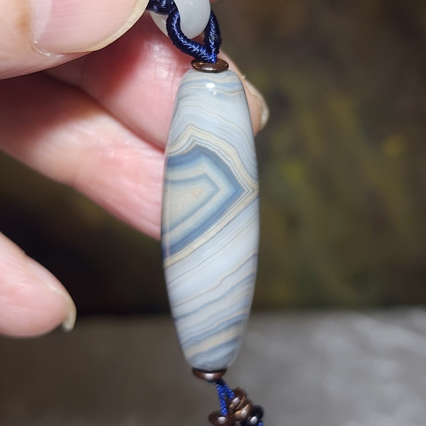 43.3mm Premium Tibetan Sardonyx Natural Eye Buddha Eye Dzi pendant blue hue cream white 精品藏传缠丝玛瑙蓝沁奶白天眼佛眼黄财神天珠