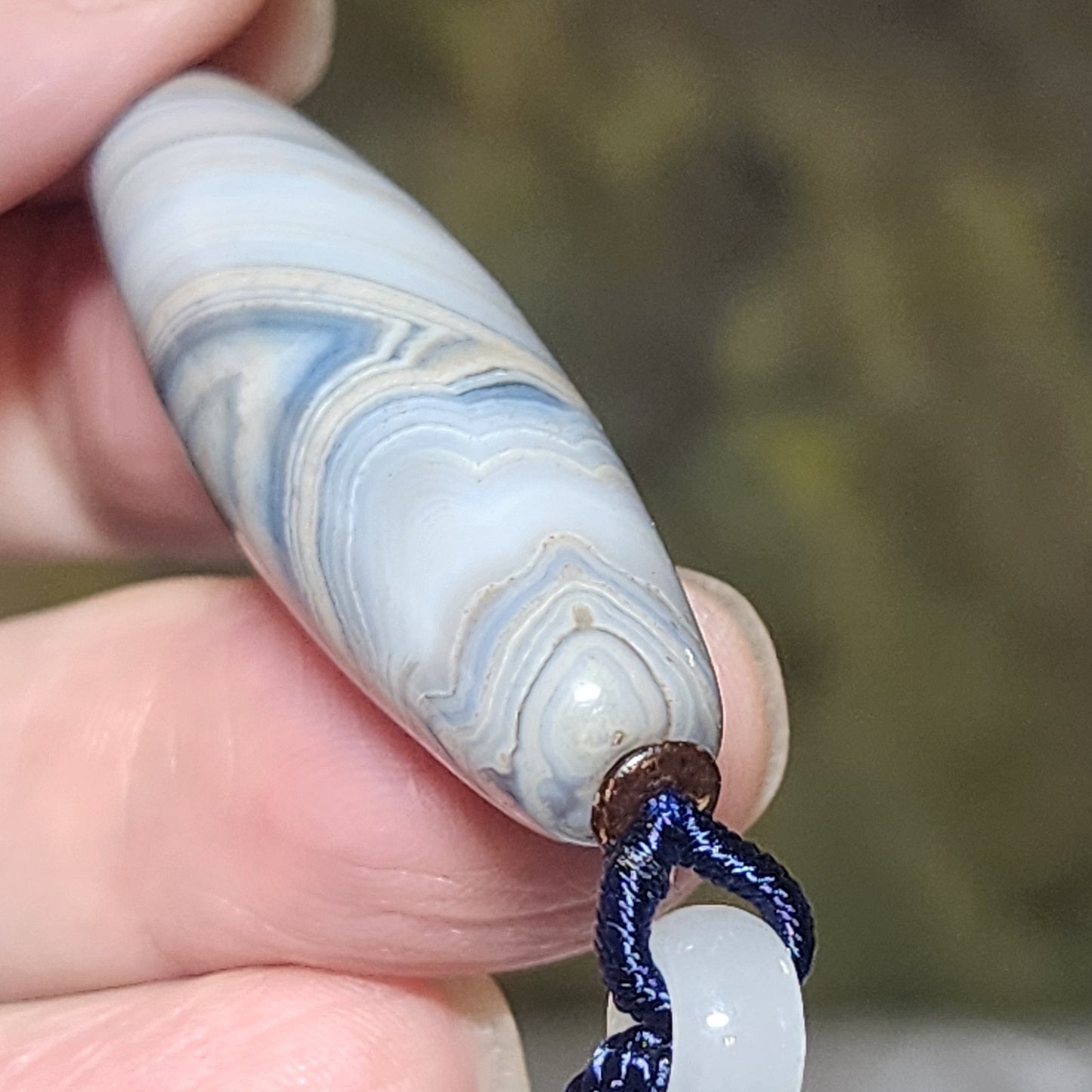 43.3mm Premium Tibetan Sardonyx Natural Eye Buddha Eye Dzi pendant blue hue cream white 精品藏传缠丝玛瑙蓝沁奶白天眼佛眼黄财神天珠