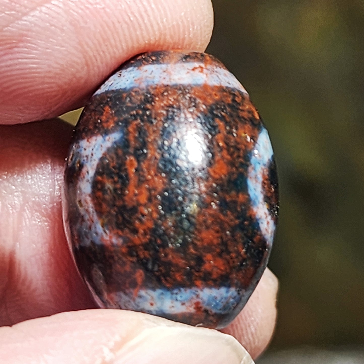 19.2mm Aged Tibetan Xang Xung (Zhang Zhung) Heaven & Earth Da Luo Dzi pendant with red spots (with certificate) 藏传老矿象雄朱砂天地达洛天珠(带证书送项链绳)