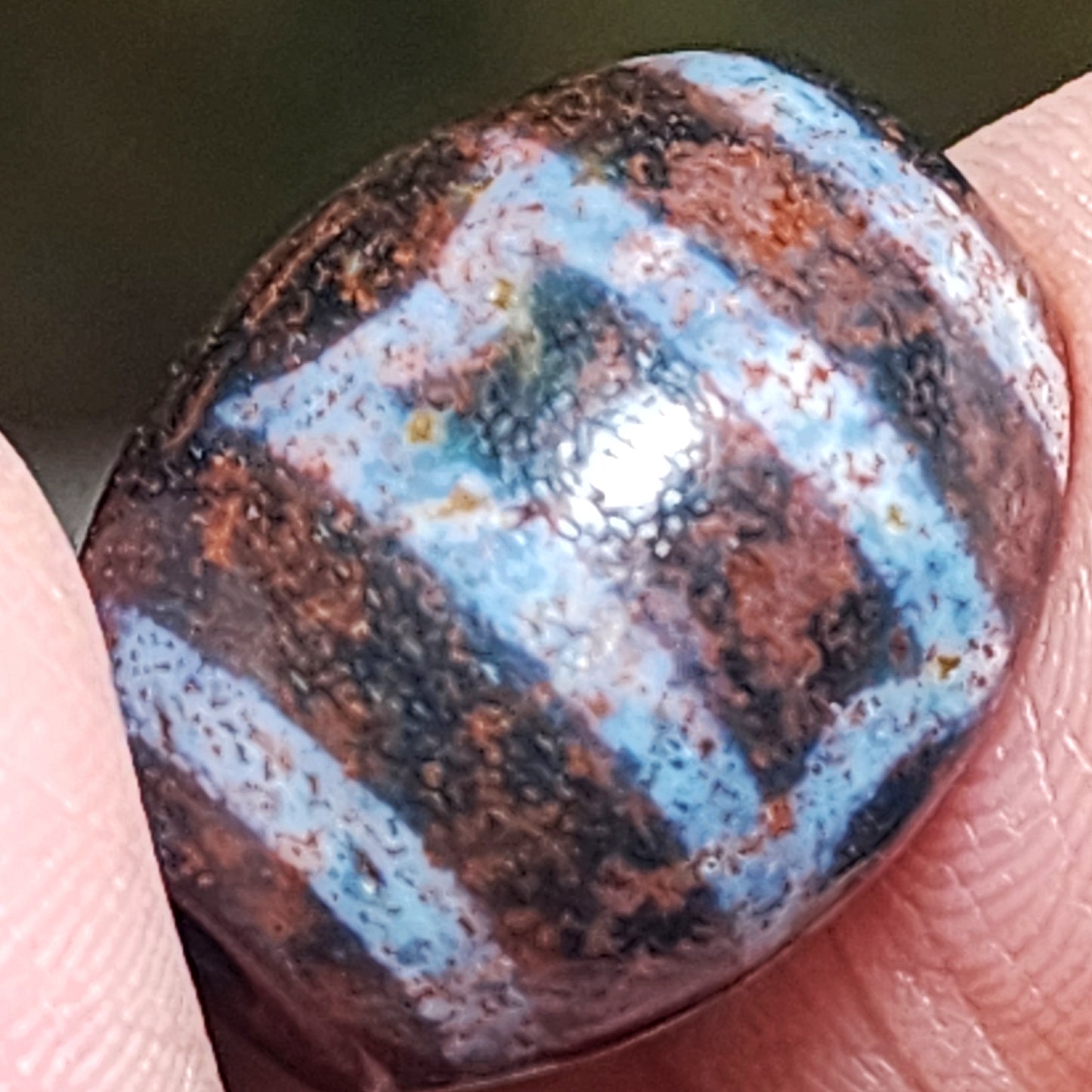 19.2mm Aged Tibetan Xang Xung (Zhang Zhung) Heaven & Earth Da Luo Dzi pendant with red spots (with certificate) 藏传老矿象雄朱砂天地达洛天珠(带证书送项链绳)