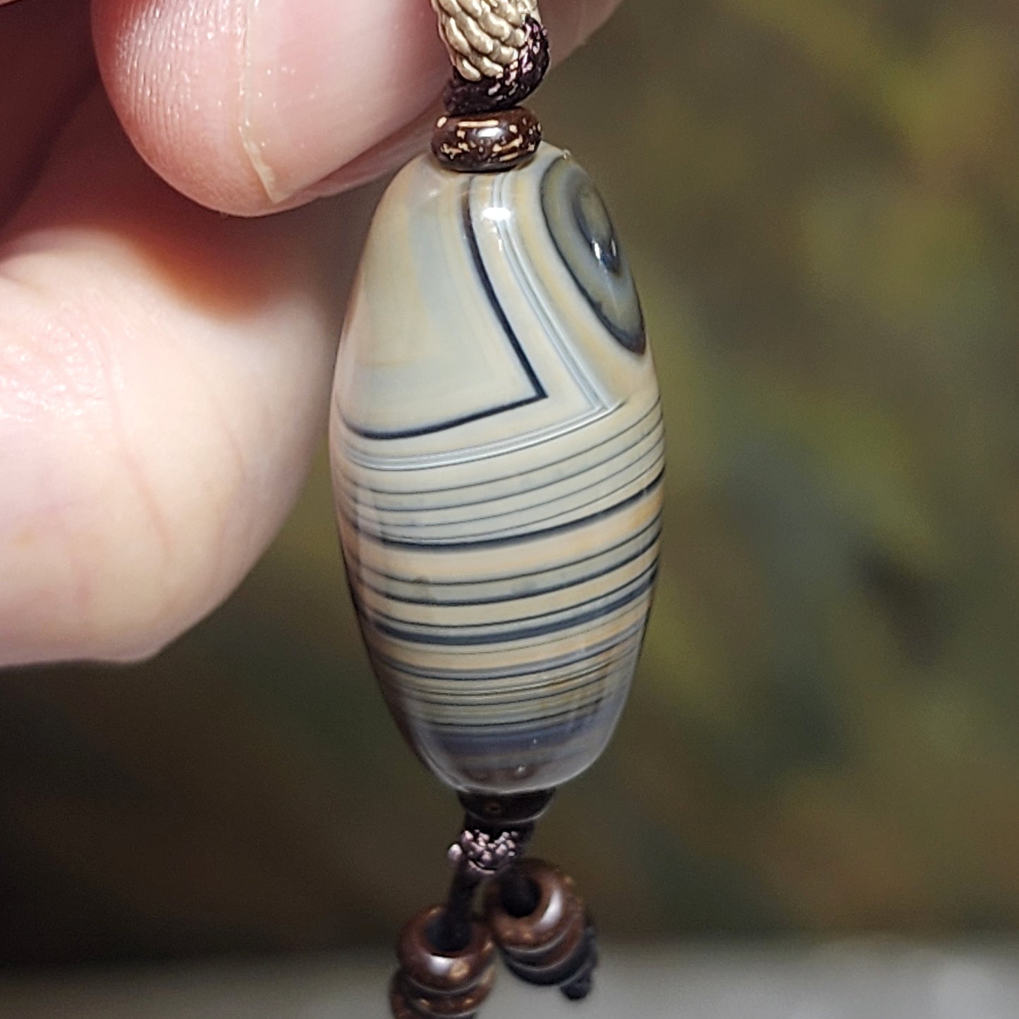 25.6mm Premium Tibetan Sardonyx natural eyes natural pattern Heaven and Earth Dzi pendant 精品藏传缠丝玛瑙天眼天然纹路天地天珠