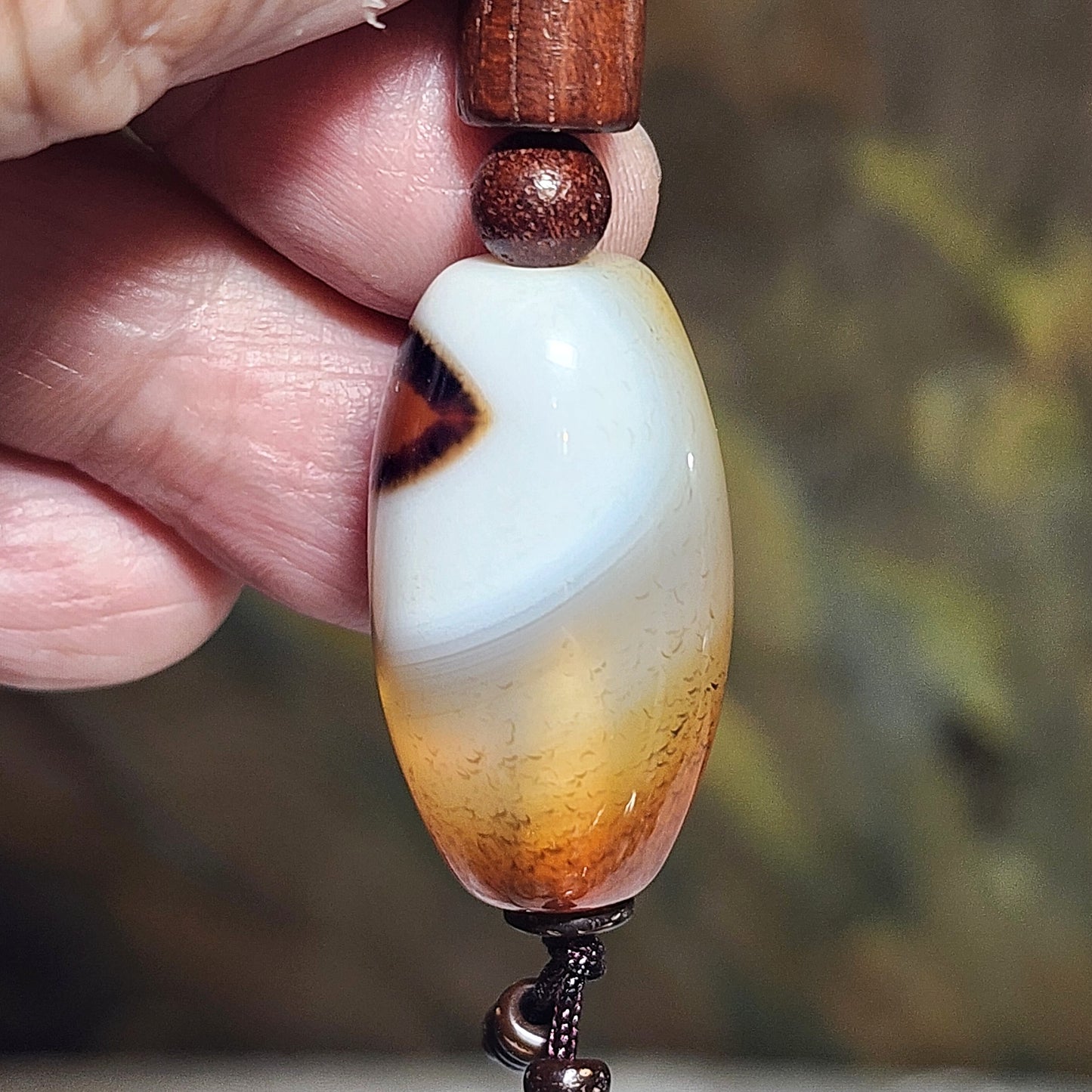 29.6mm Premium Tibetan Sardonyx Natural Eye Buddha Eye Dzi pendant 精品藏传缠丝玛瑙天眼佛眼红财神天珠