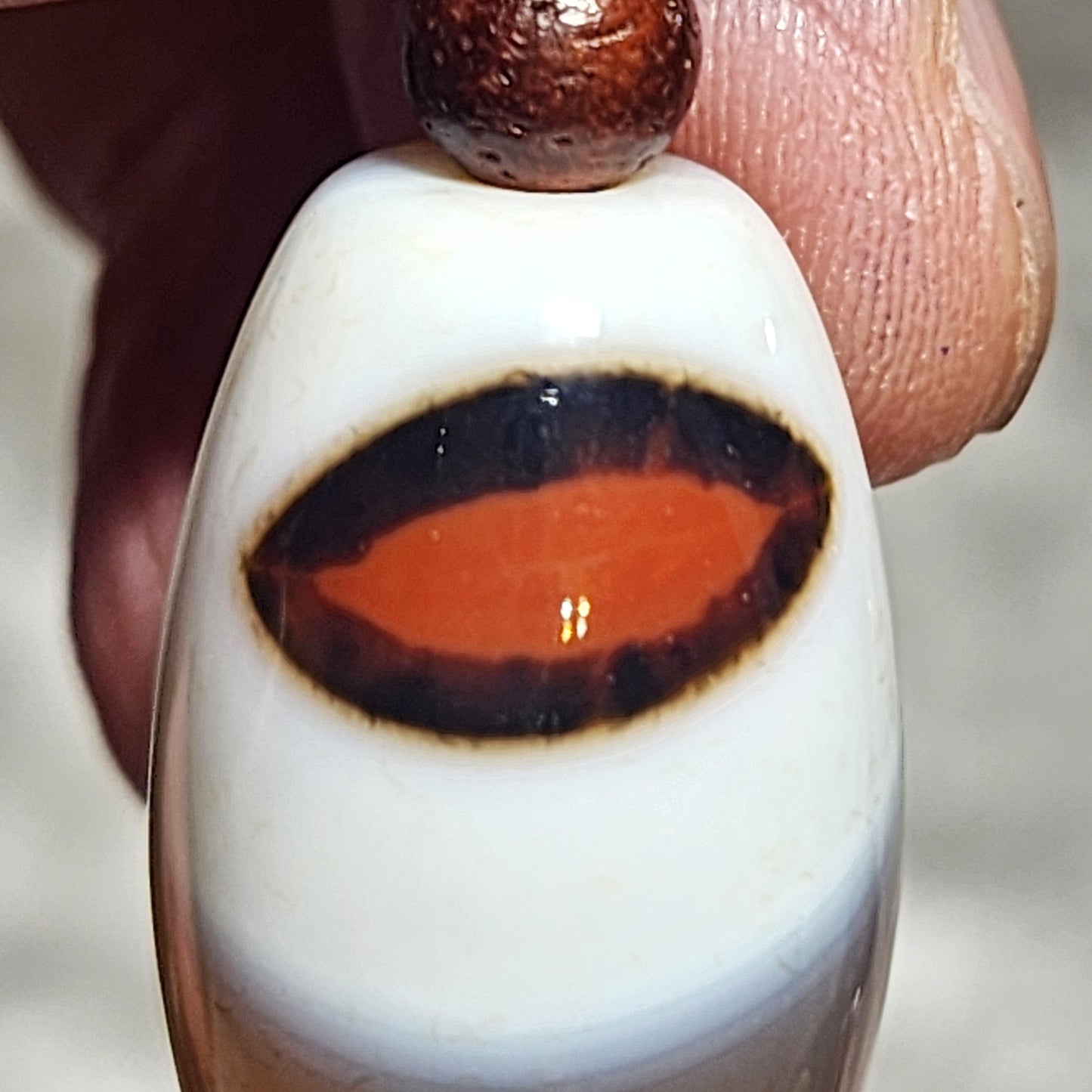 29.6mm Premium Tibetan Sardonyx Natural Eye Buddha Eye Dzi pendant 精品藏传缠丝玛瑙天眼佛眼红财神天珠