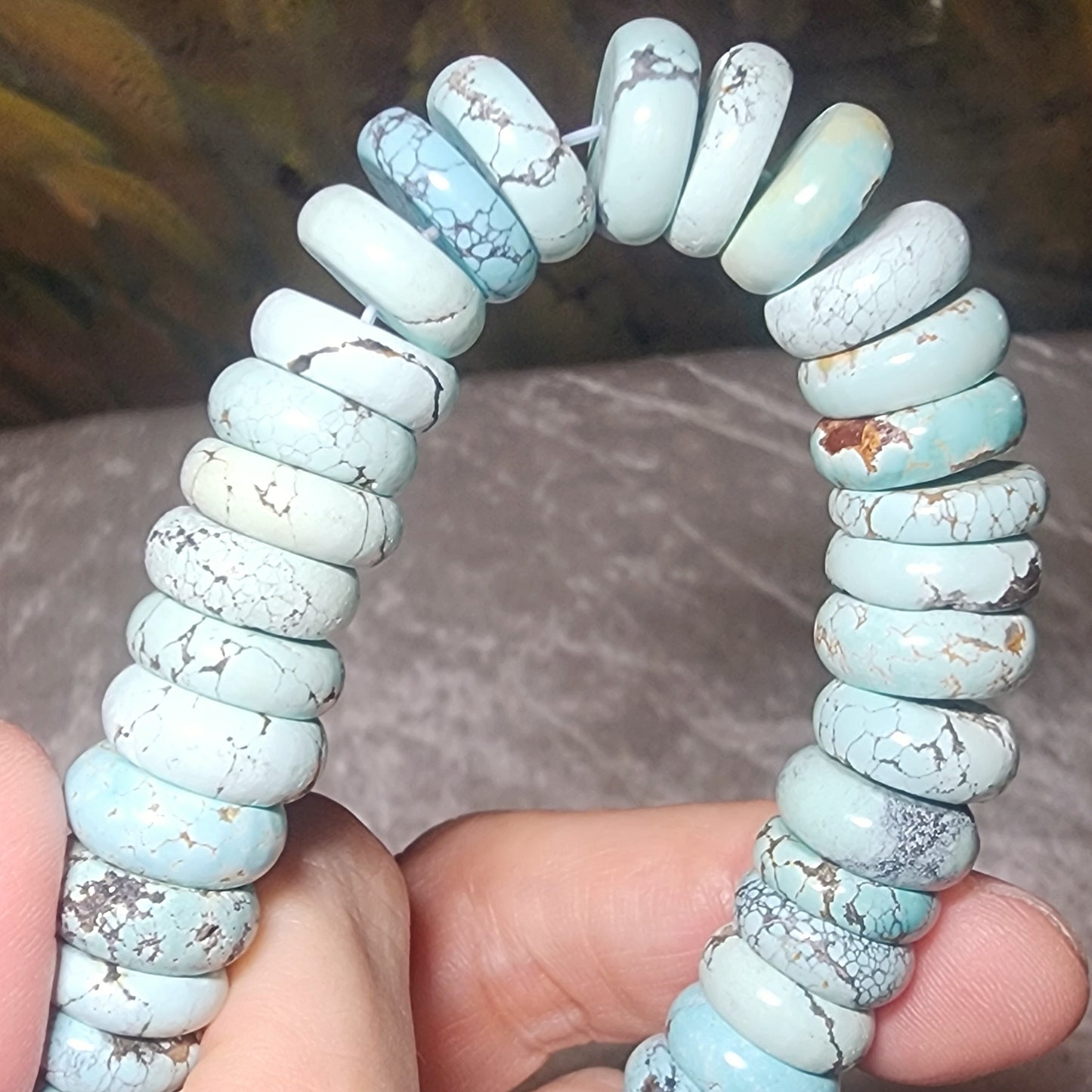 66 grams Large size premium natural untreated Hubei Turquoise donuts bracelet 大尺寸优质原矿湖北松石平安扣手链