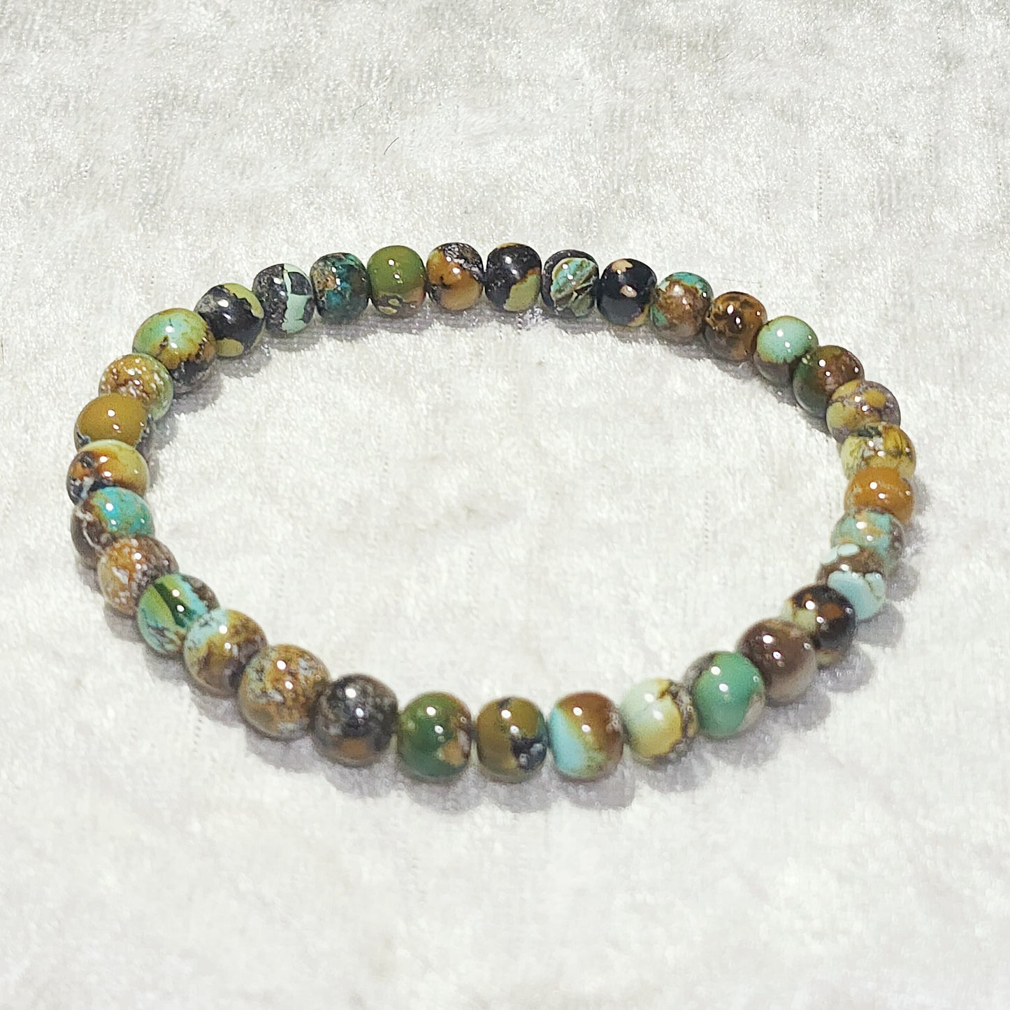 6.5mm Premium natural untreated Hubei Turquoise tangsancai apple shape beads bracelet 精品天然原矿湖北松石高瓷唐三彩苹果珠手链 #2