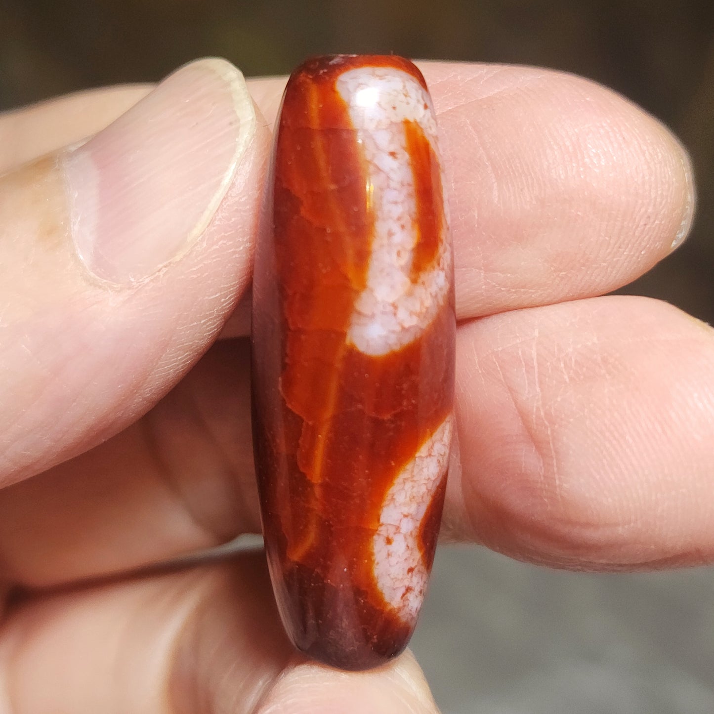 37.3mm Aged Tibetan Red Chalcedony with "Blood Streak" Sun Moon & Star Dzi pendant (with certificate, free necklace string) 西藏老矿红玉髓“血丝”日月星天珠(带证书 送项链绳)