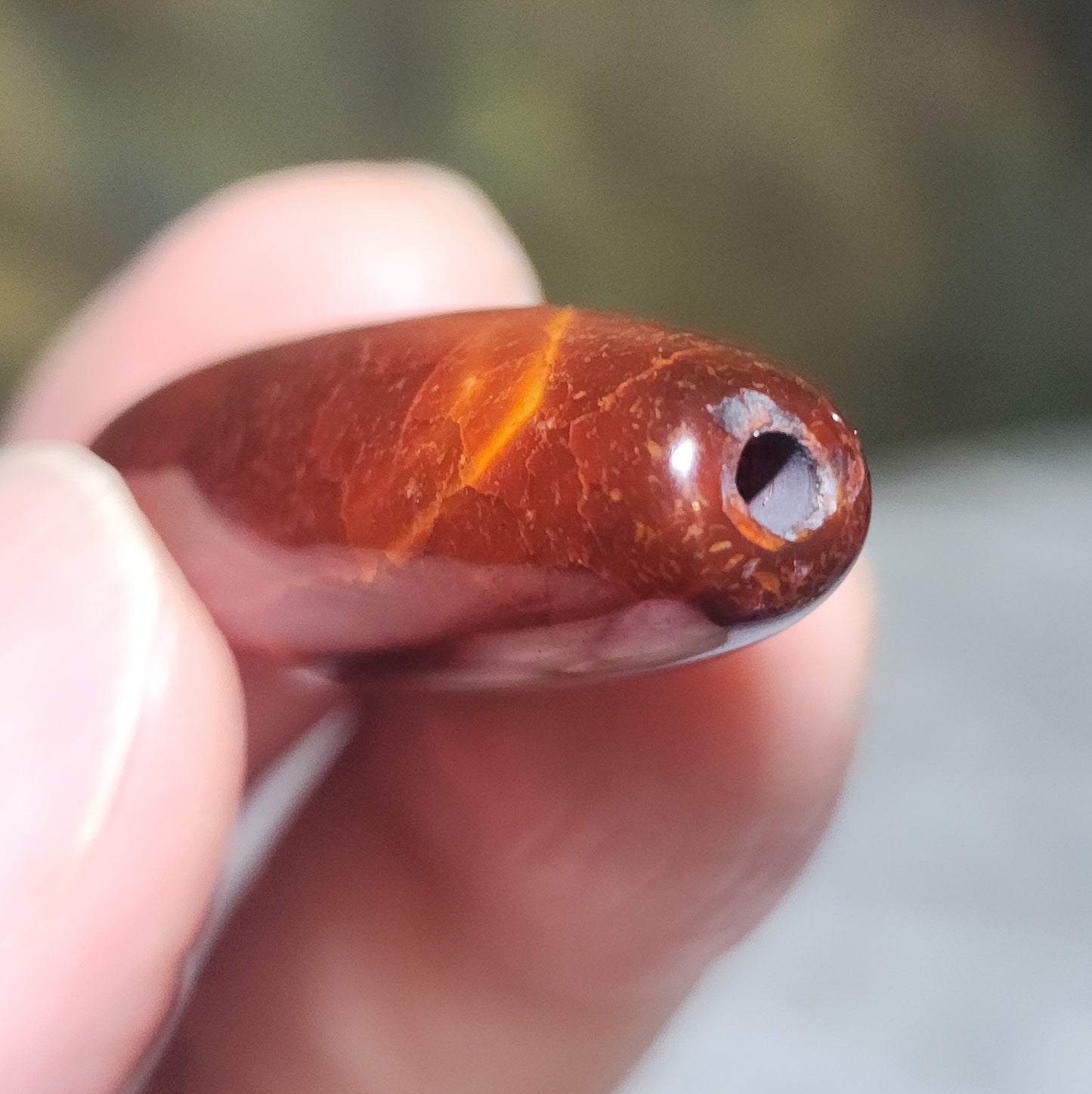 37.3mm Aged Tibetan Red Chalcedony with "Blood Streak" Sun Moon & Star Dzi pendant (with certificate, free necklace string) 西藏老矿红玉髓“血丝”日月星天珠(带证书 送项链绳)
