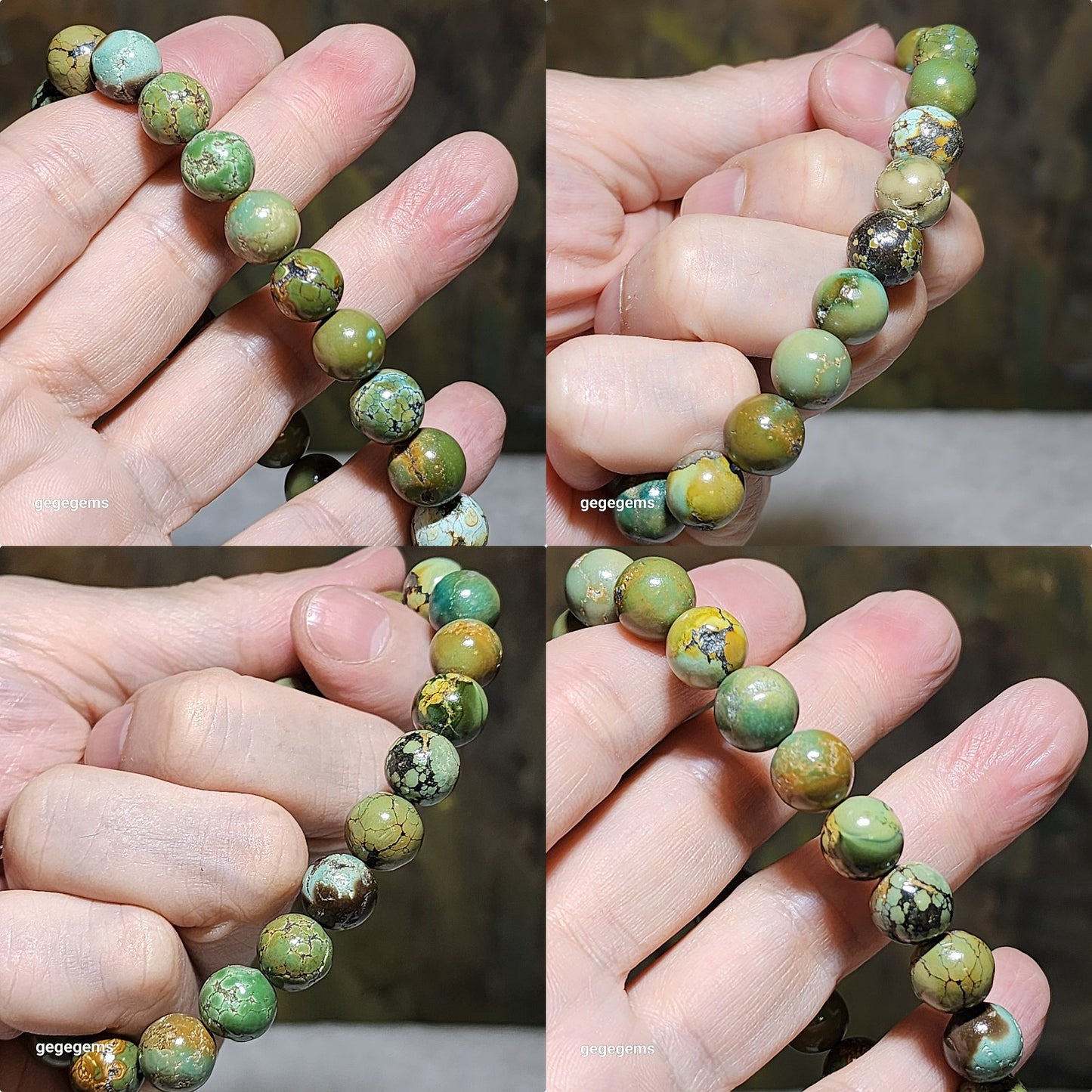 10mm+ Natural untreated Hubei Turquoise bracelet 优质天然原矿湖北松石手链