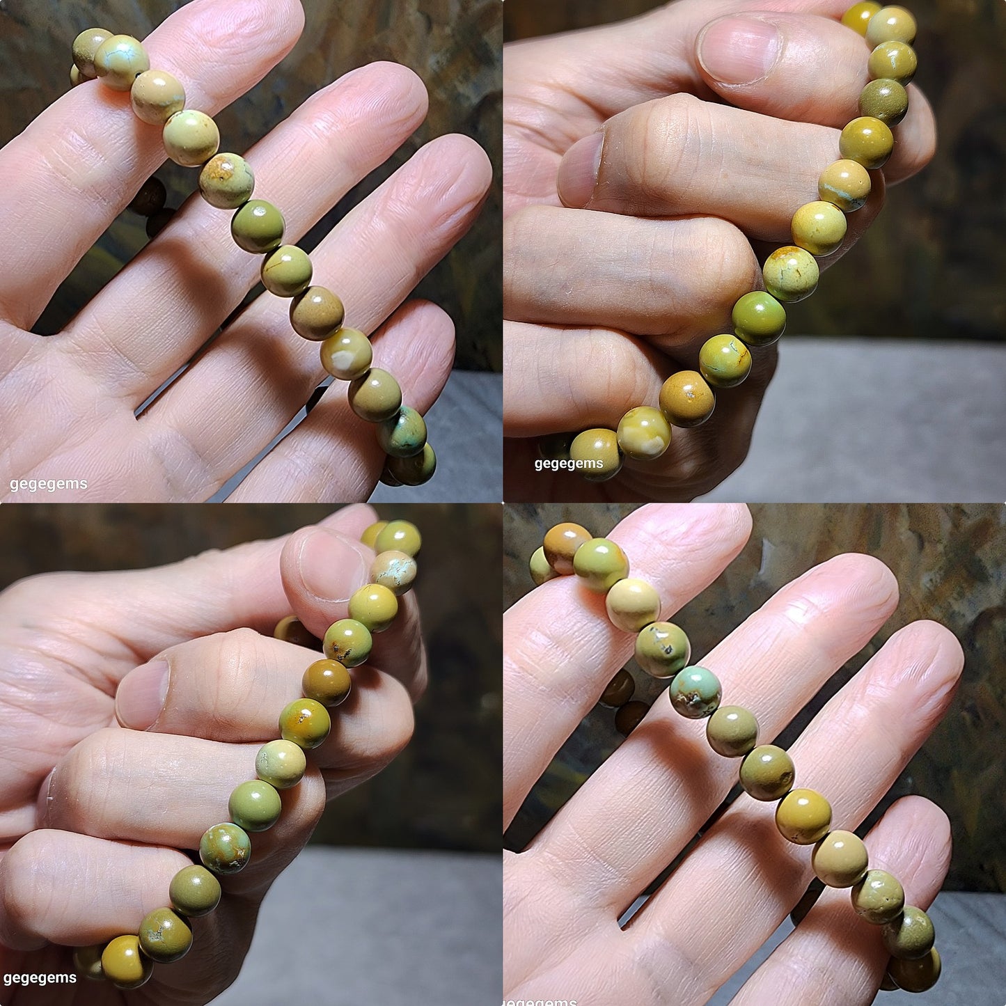 7.8mm Natural untreated Hubei Turquoise bracelet 优质天然原矿湖北松石手链