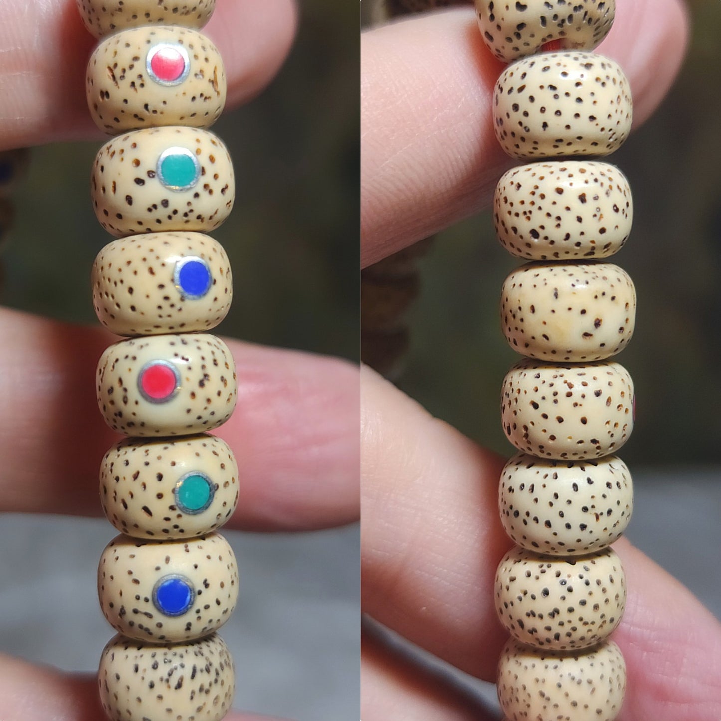 10mm Premium Star & Moon Bodhi with Nan Hong Lapis lazuli Hubei Turquoise Inlay 108 mala necklace 优质星月菩提镶嵌天然湖北绿松石南红青金石108念珠项链