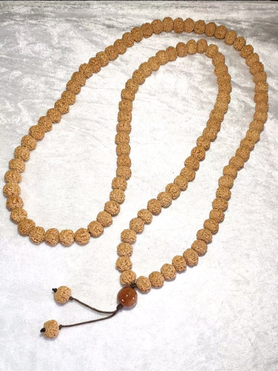 11.5mm large size "ginger yellow" 5 Mukhi (Faces) "Double Dragons" Rudraksha 108 chanting beads 11.5毫米大尺寸姜黄皮五瓣双龙小金刚菩提108念珠 (Same design with 99 chanting beads also available. )