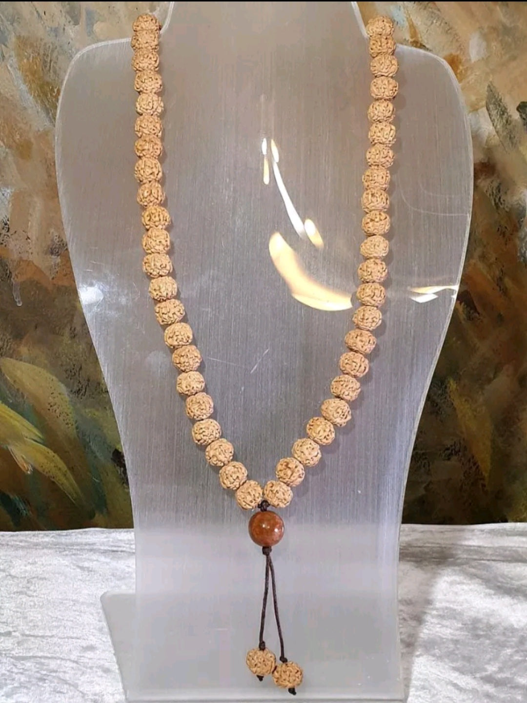 11.5mm large size "ginger yellow" 5 Mukhi (Faces) "Double Dragons" Rudraksha 108 chanting beads 11.5毫米大尺寸姜黄皮五瓣双龙小金刚菩提108念珠 (Same design with 99 chanting beads also available. )