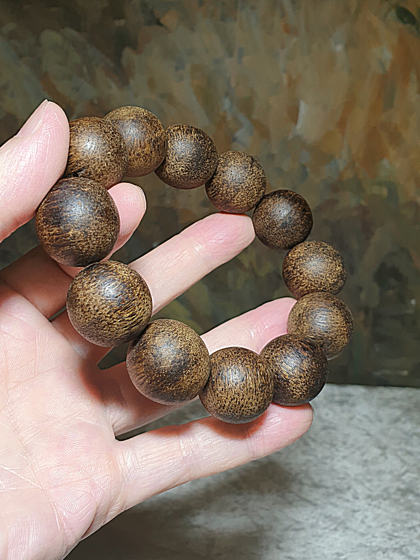 20.3mm Vietnam Nha Trang Agarwood (ants damaged formation) bracelet/handheld (with certificate) 20.3毫米越南芽庄蚂蚁沉沉香手链/手持(带证书)