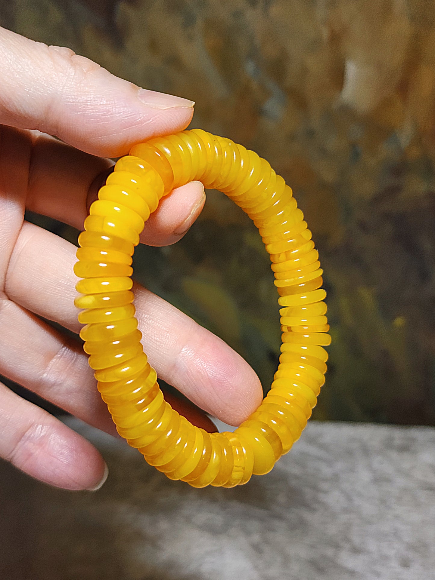 12.6mm Natural Butterscotch Amber abacus shape beads bracelet 12.6毫米天然蜜蜡算盘子手链