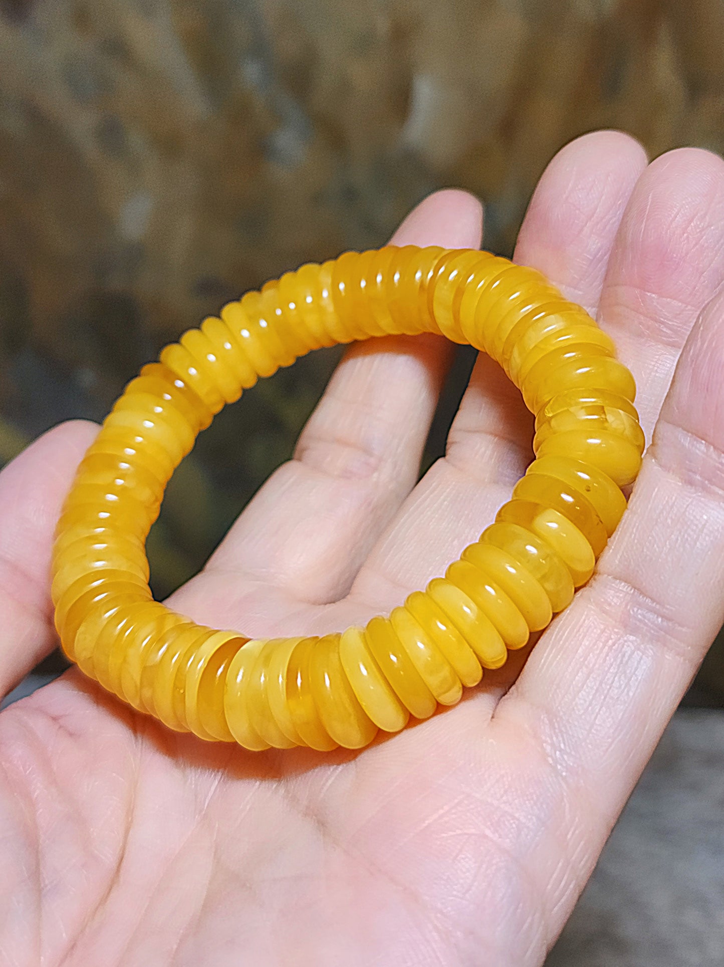 12.6mm Natural Butterscotch Amber abacus shape beads bracelet 12.6毫米天然蜜蜡算盘子手链