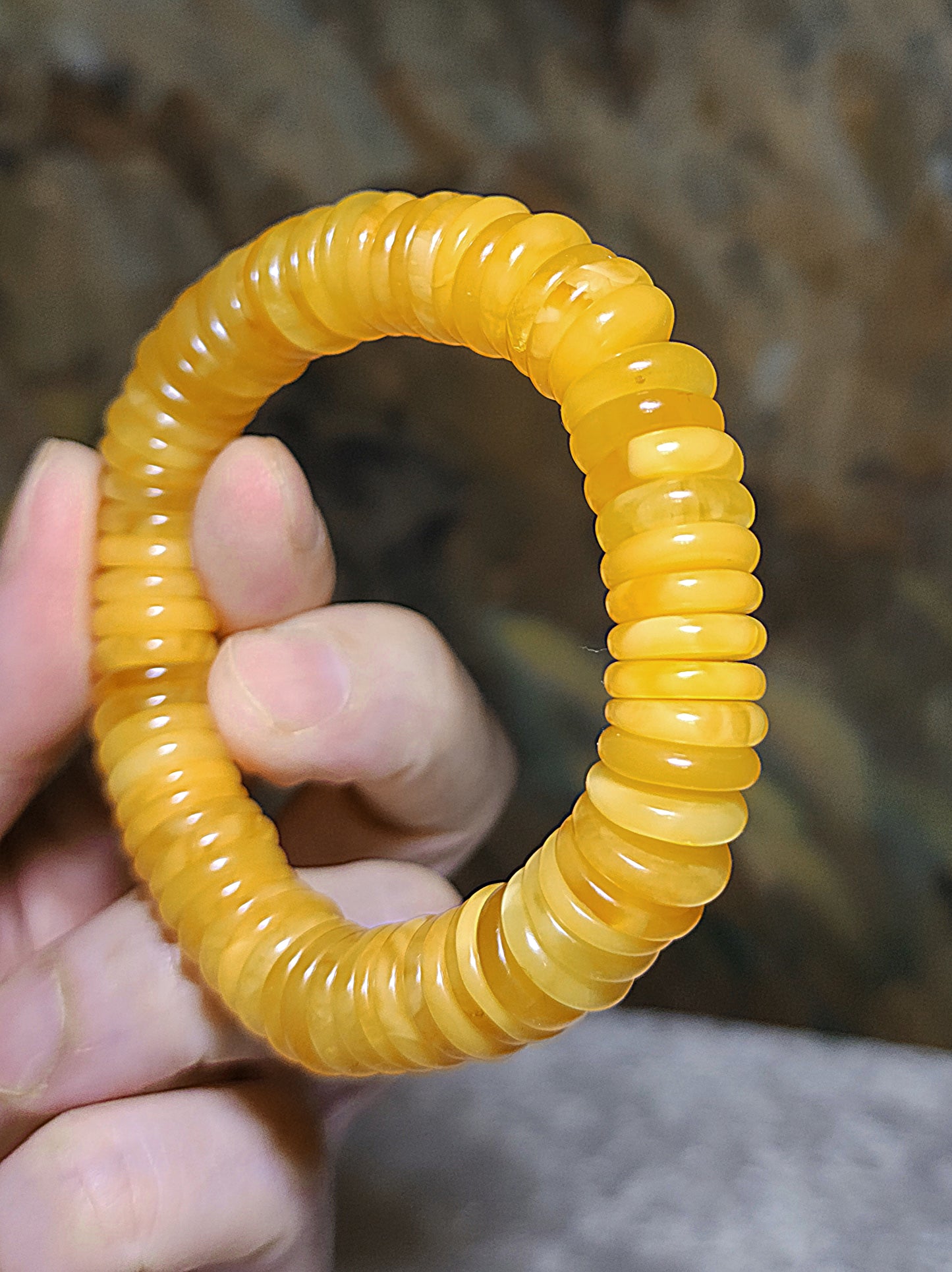 12.6mm Natural Butterscotch Amber abacus shape beads bracelet 12.6毫米天然蜜蜡算盘子手链