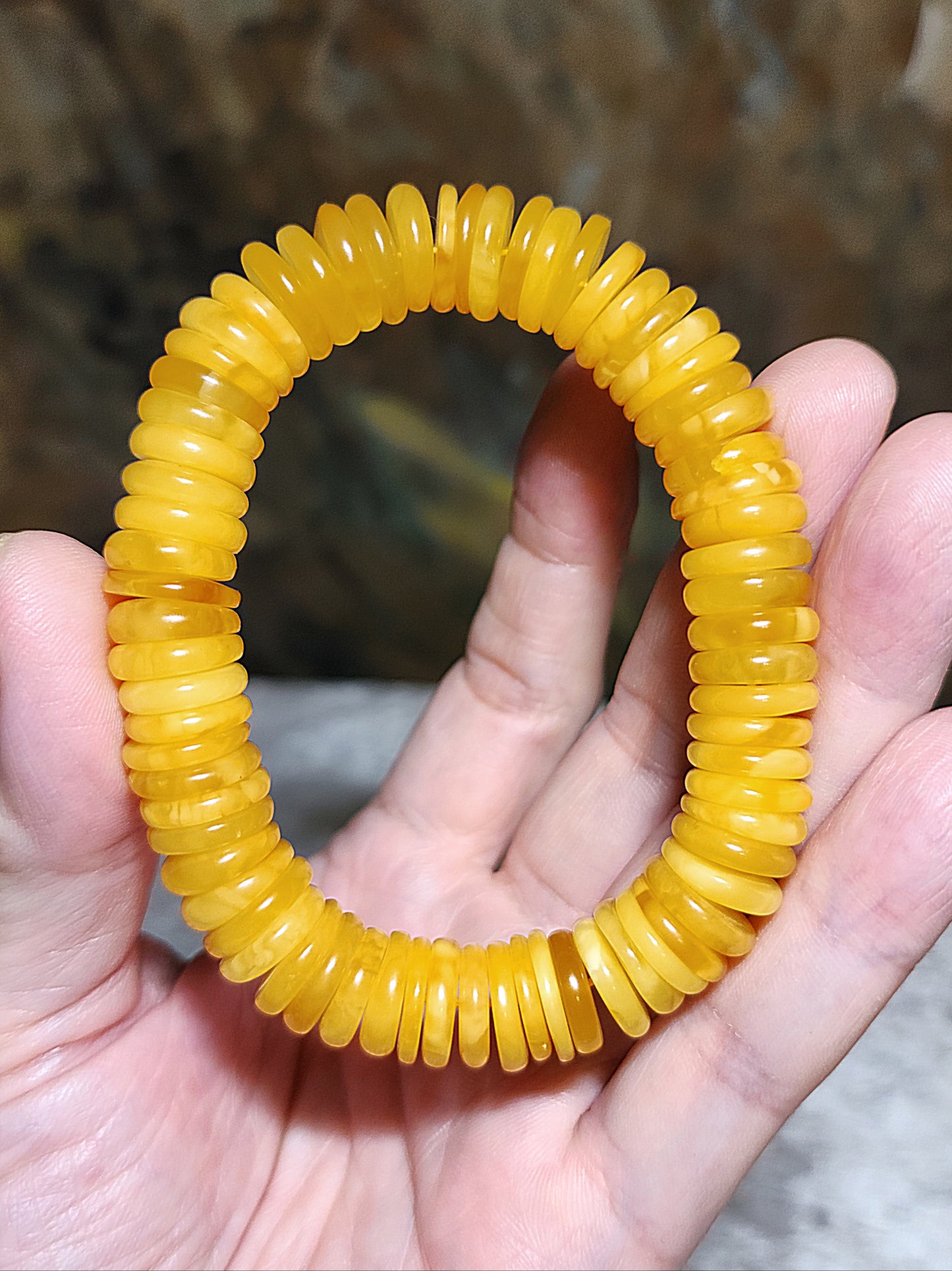 12.6mm Natural Butterscotch Amber abacus shape beads bracelet 12.6毫米天然蜜蜡算盘子手链