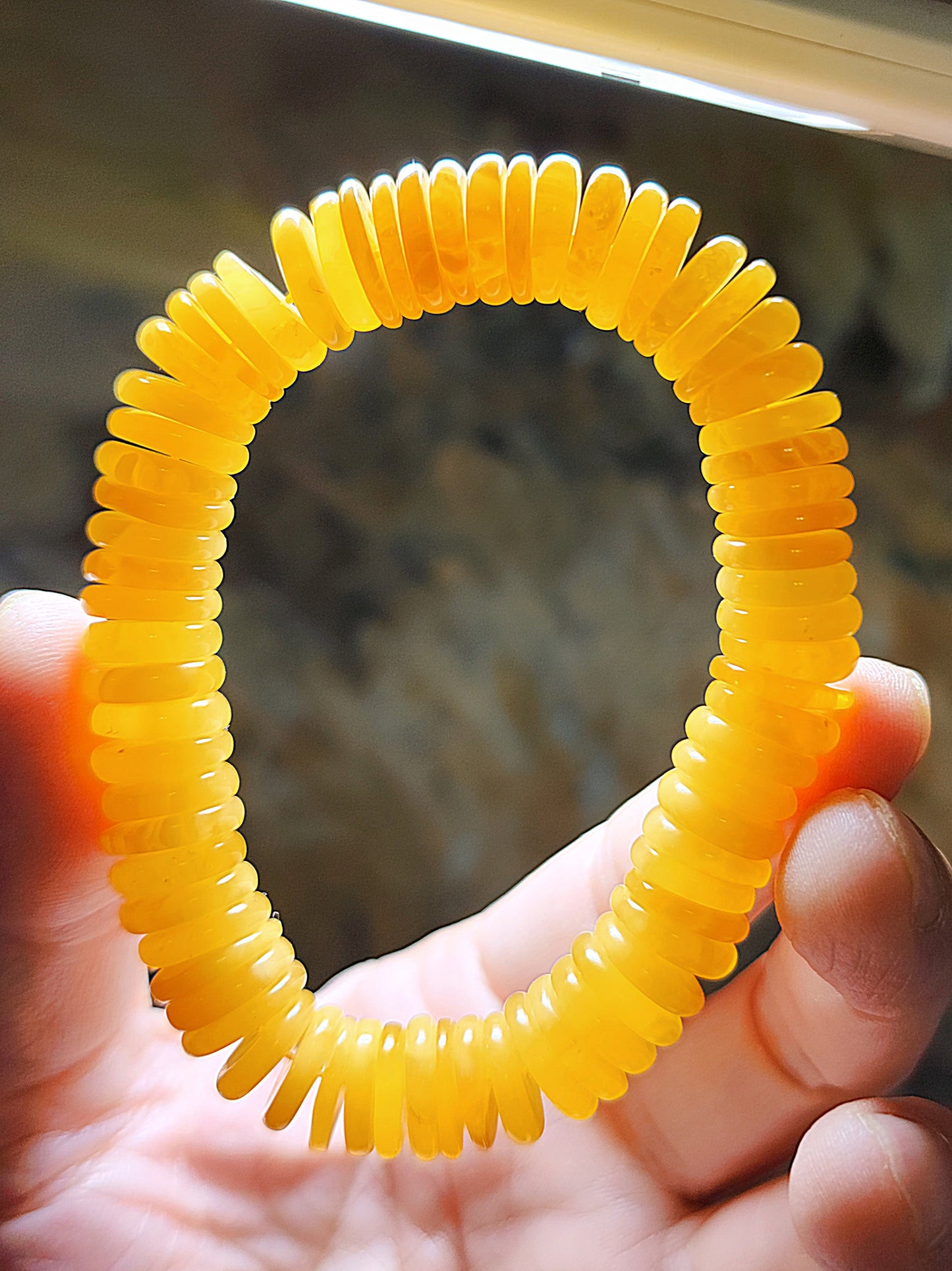 12.6mm Natural Butterscotch Amber abacus shape beads bracelet 12.6毫米天然蜜蜡算盘子手链