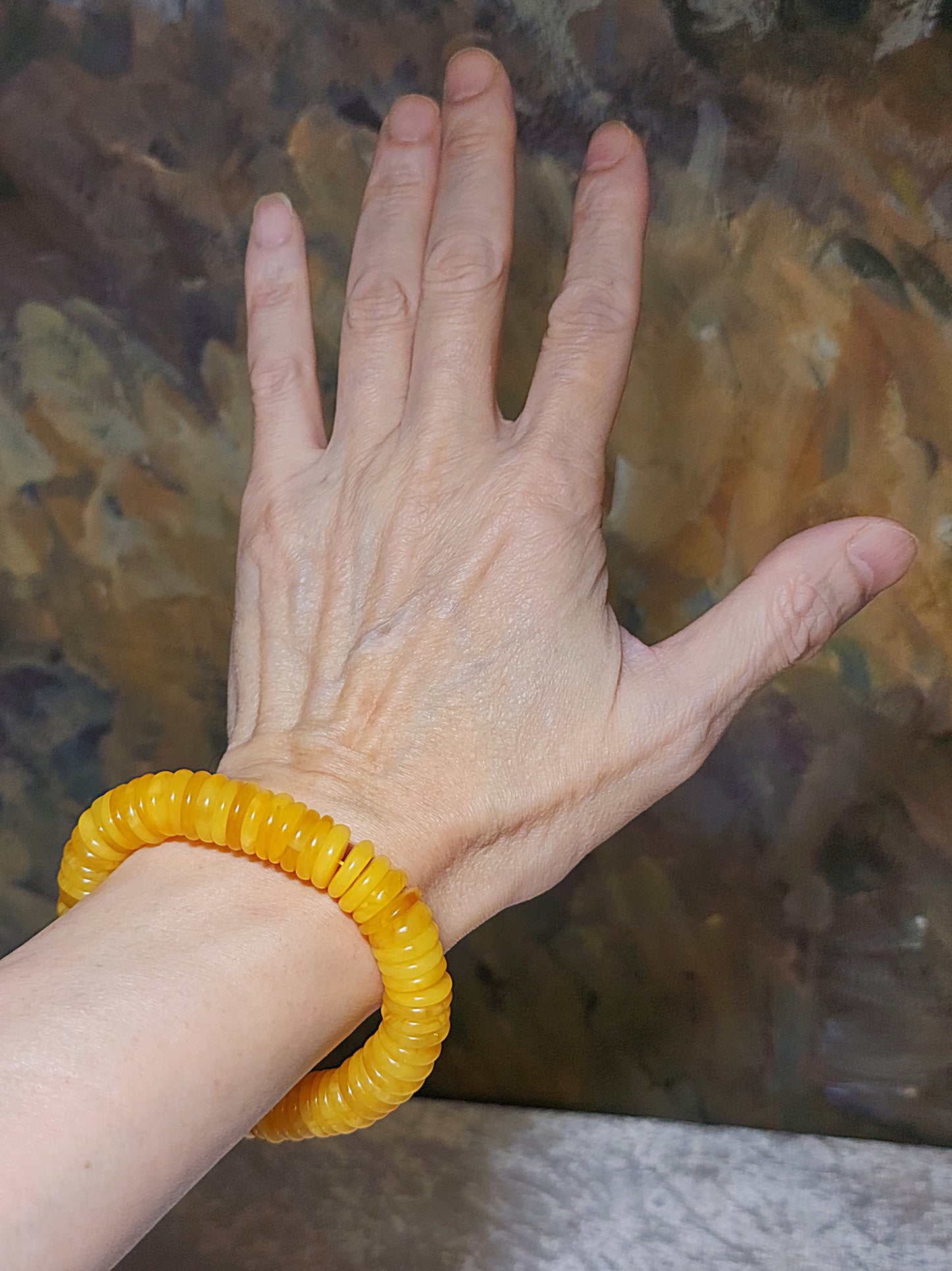 12.6mm Natural Butterscotch Amber abacus shape beads bracelet 12.6毫米天然蜜蜡算盘子手链
