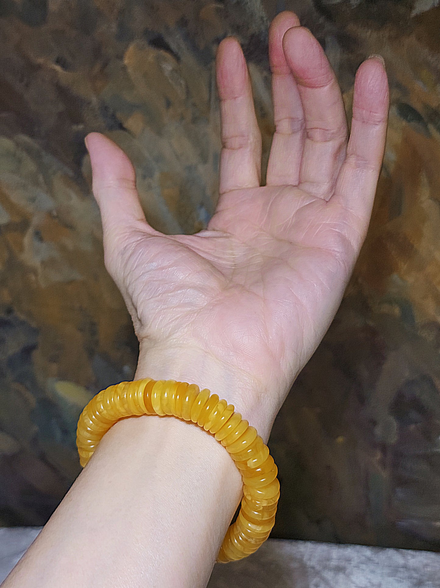 12.6mm Natural Butterscotch Amber abacus shape beads bracelet 12.6毫米天然蜜蜡算盘子手链