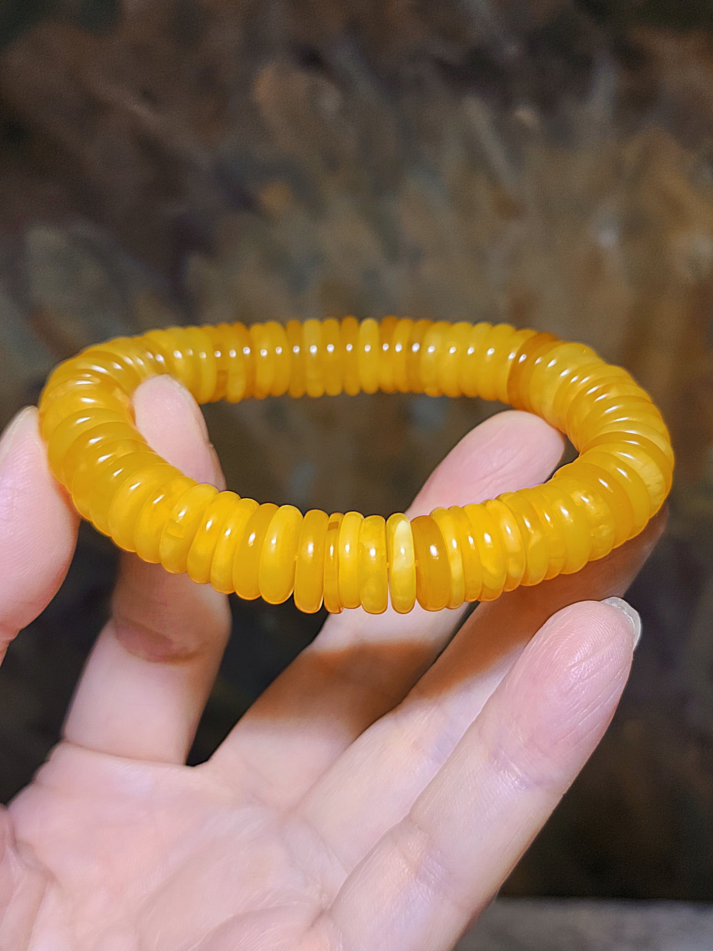 12.6mm Natural Butterscotch Amber abacus shape beads bracelet 12.6毫米天然蜜蜡算盘子手链
