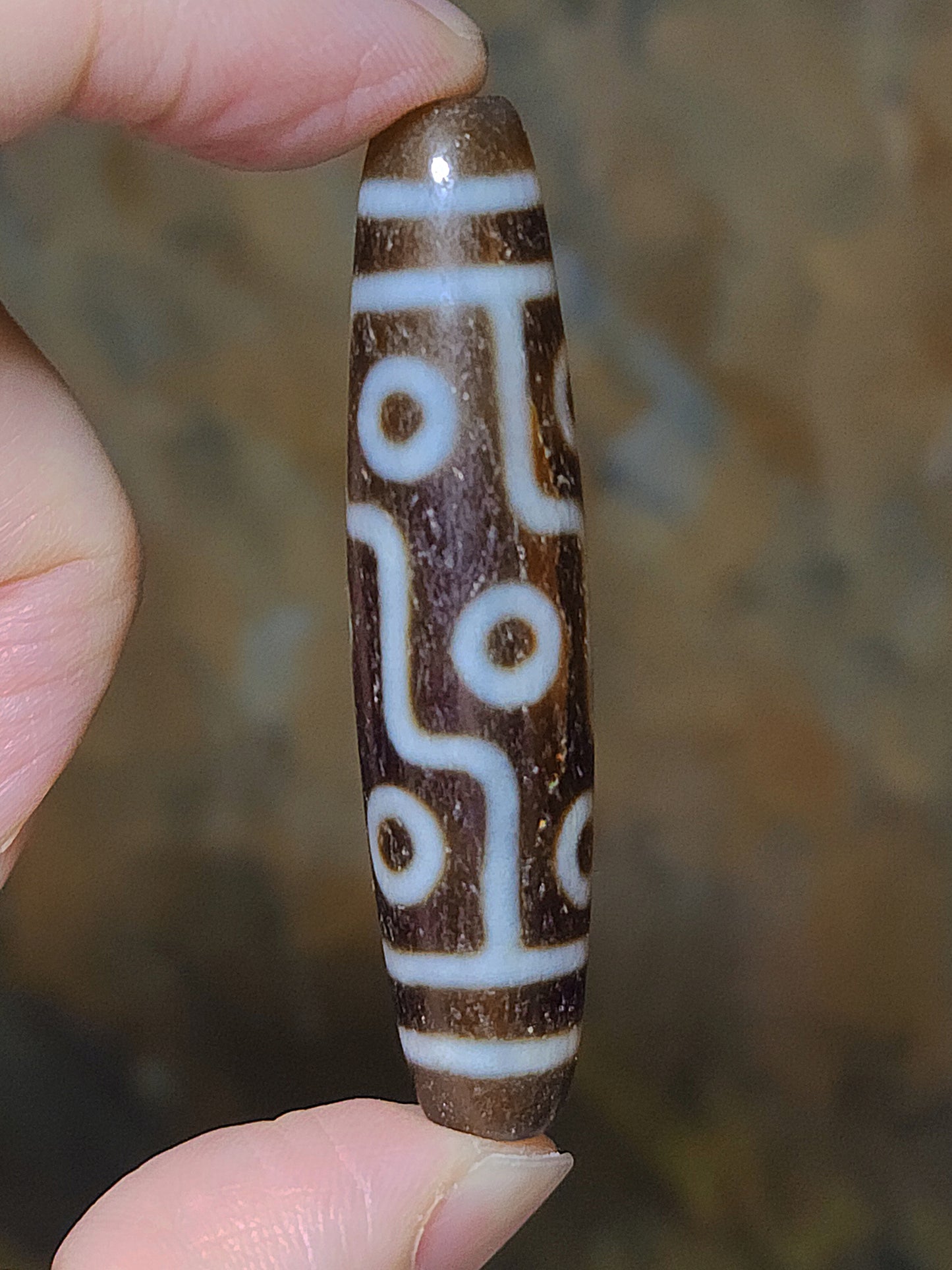 57.3mm Aged Tibetan Agate Nine Eyes Dzi (free necklace cord) 57.3毫米西藏老矿玛瑙九眼天珠(送項链绳)