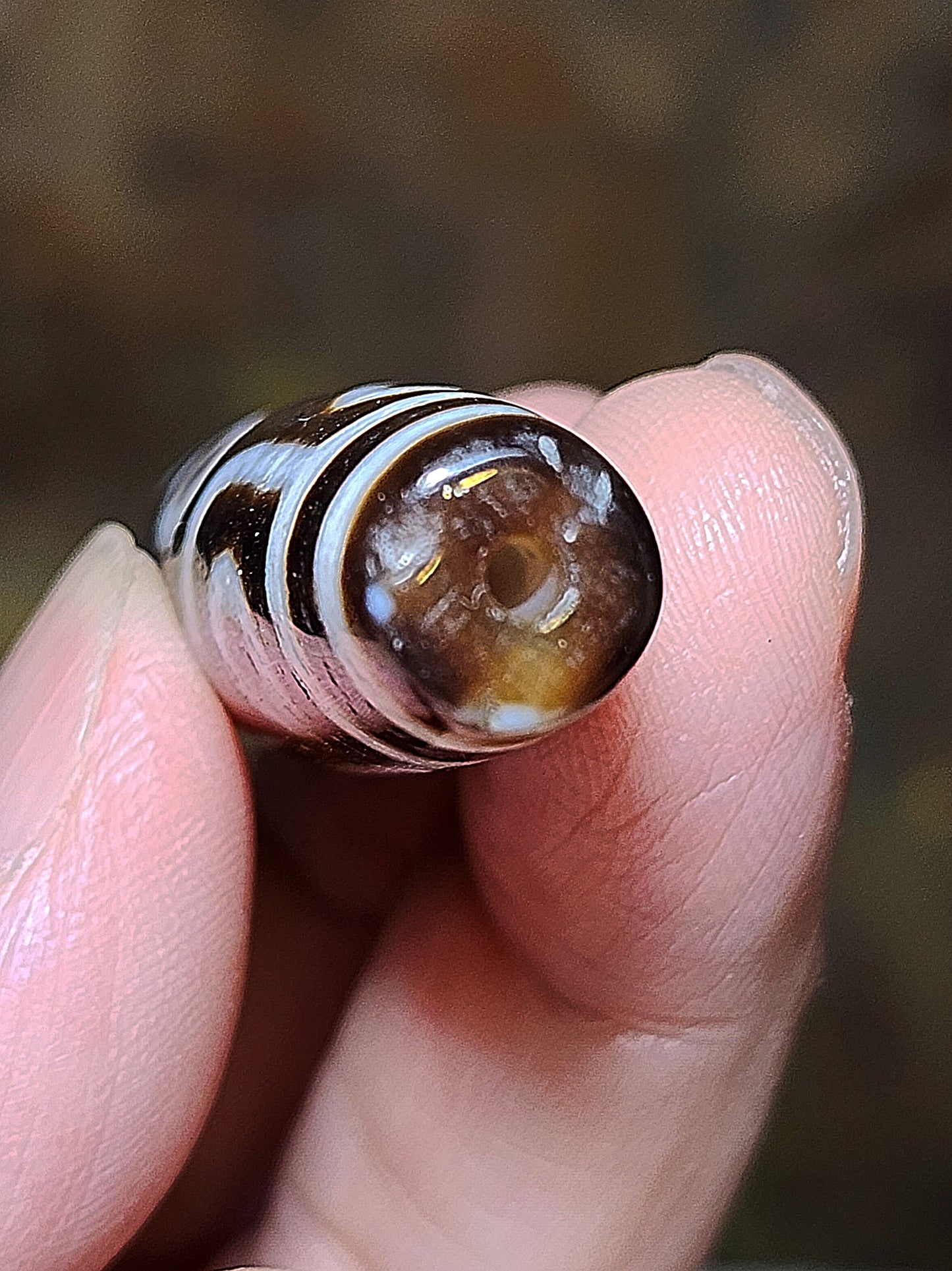 58.5mm Premium aged Tibetan Agate Nine Eyes Dzi (free necklace cord) 58.5毫米西藏老矿玛瑙精品九眼天珠(送項链绳)