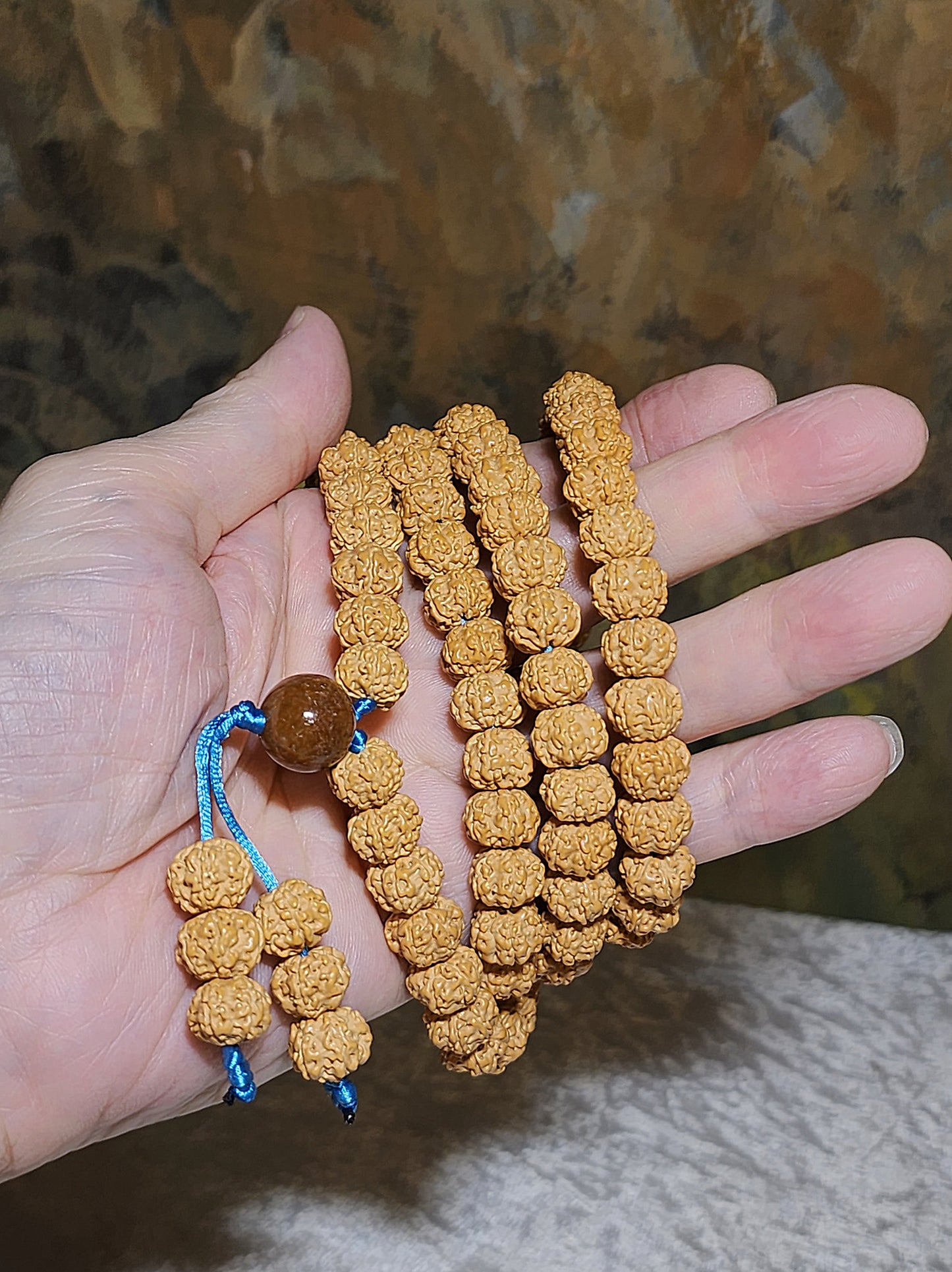 10.8mm 6-Mukhi (Faces) natural abacus shape deep lines "Flower King" Rudraksha 108 mala beads necklace 10.8毫米六瓣矮粧深坑花王小金刚菩提108念珠项链