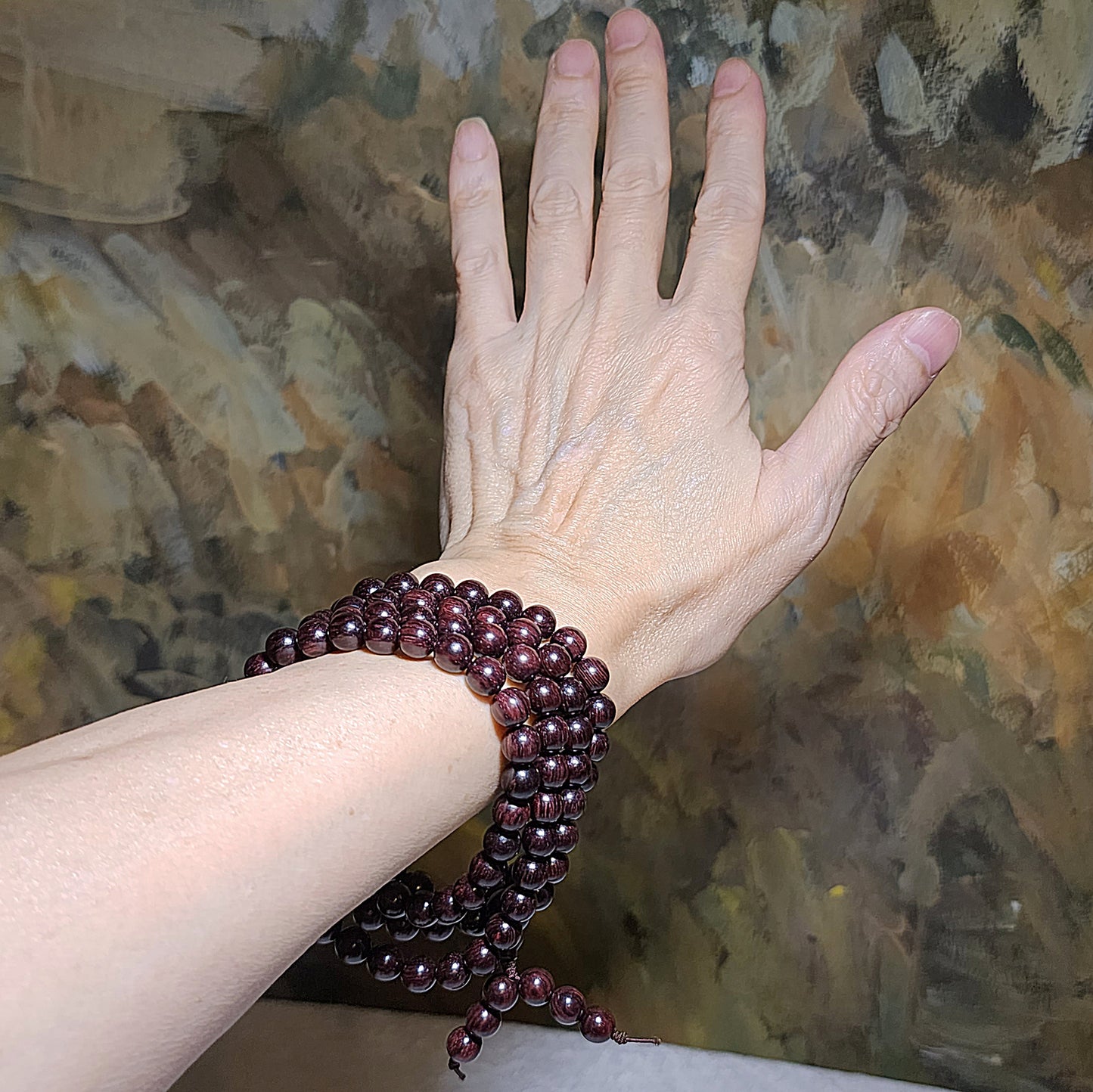 8.1mm Premium aged Hainan Chinese Fragrant Rosewood (Dalbergia odorifera) high natural oil content 110 beads Mala necklace 8.1毫米海南黄花梨(降香黄檀)老油梨110颗念珠/項链