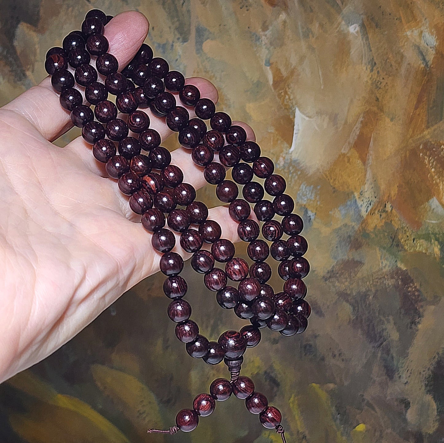 8.1mm Premium aged Hainan Chinese Fragrant Rosewood (Dalbergia odorifera) high natural oil content 110 beads Mala necklace 8.1毫米海南黄花梨(降香黄檀)老油梨110颗念珠/項链