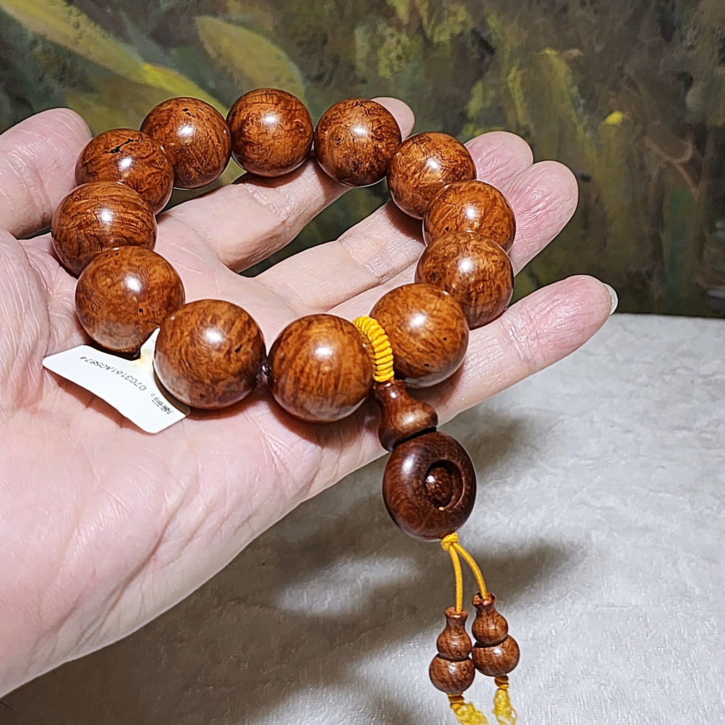 20mm Premium aged Hainan Chinese Fragrant Rosewood (Dalbergia odorifera) "Knurl Knob" high natural oil content bracelet/handheld 大尺寸20毫米海南黄花梨(降香黄檀)老油梨瘤疤手串/手持