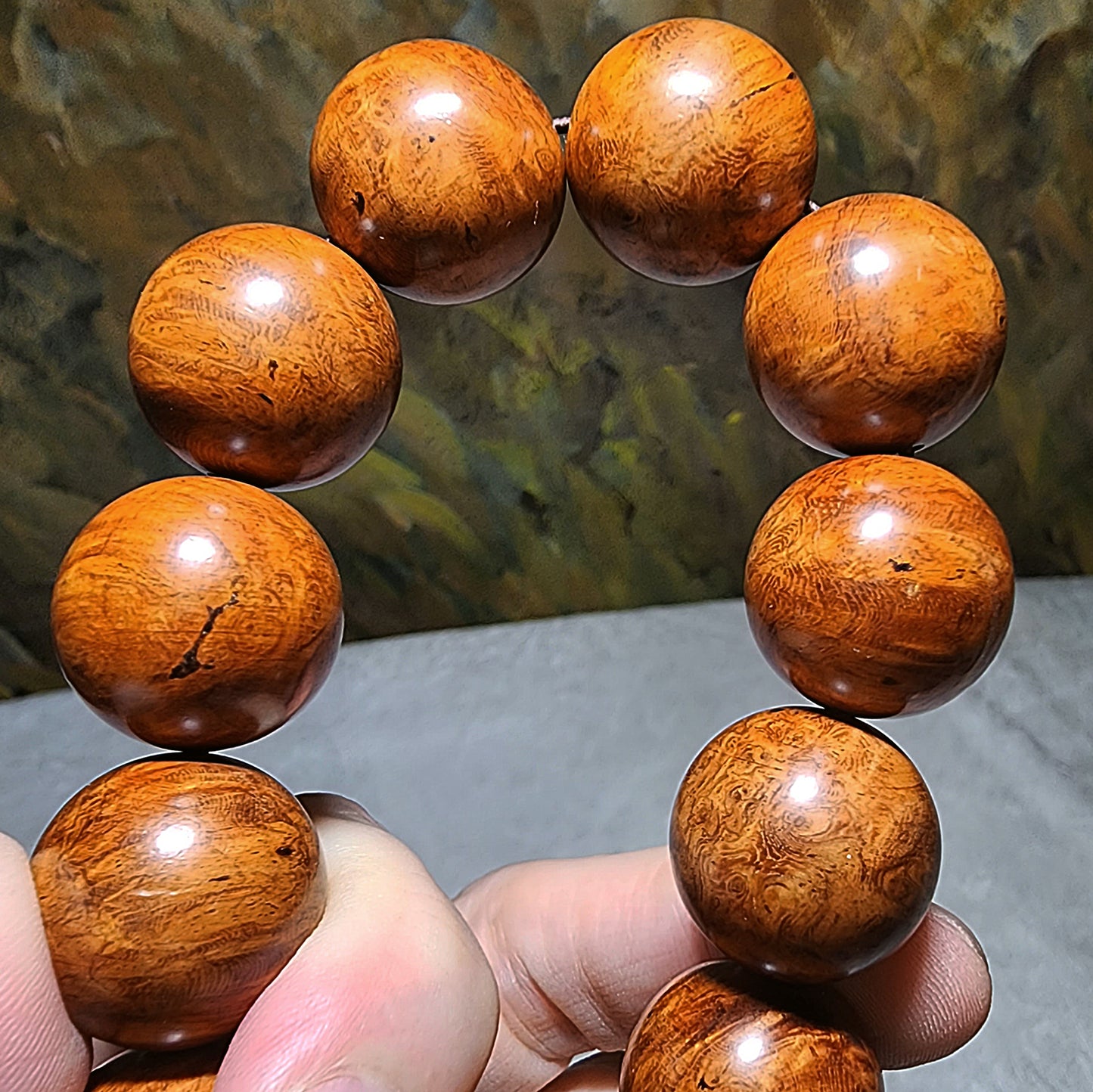 20mm Premium aged Hainan Chinese Fragrant Rosewood (Dalbergia odorifera) "Knurl Knob" high natural oil content bracelet/handheld 大尺寸20毫米海南黄花梨(降香黄檀)老油梨瘤疤手串/手持