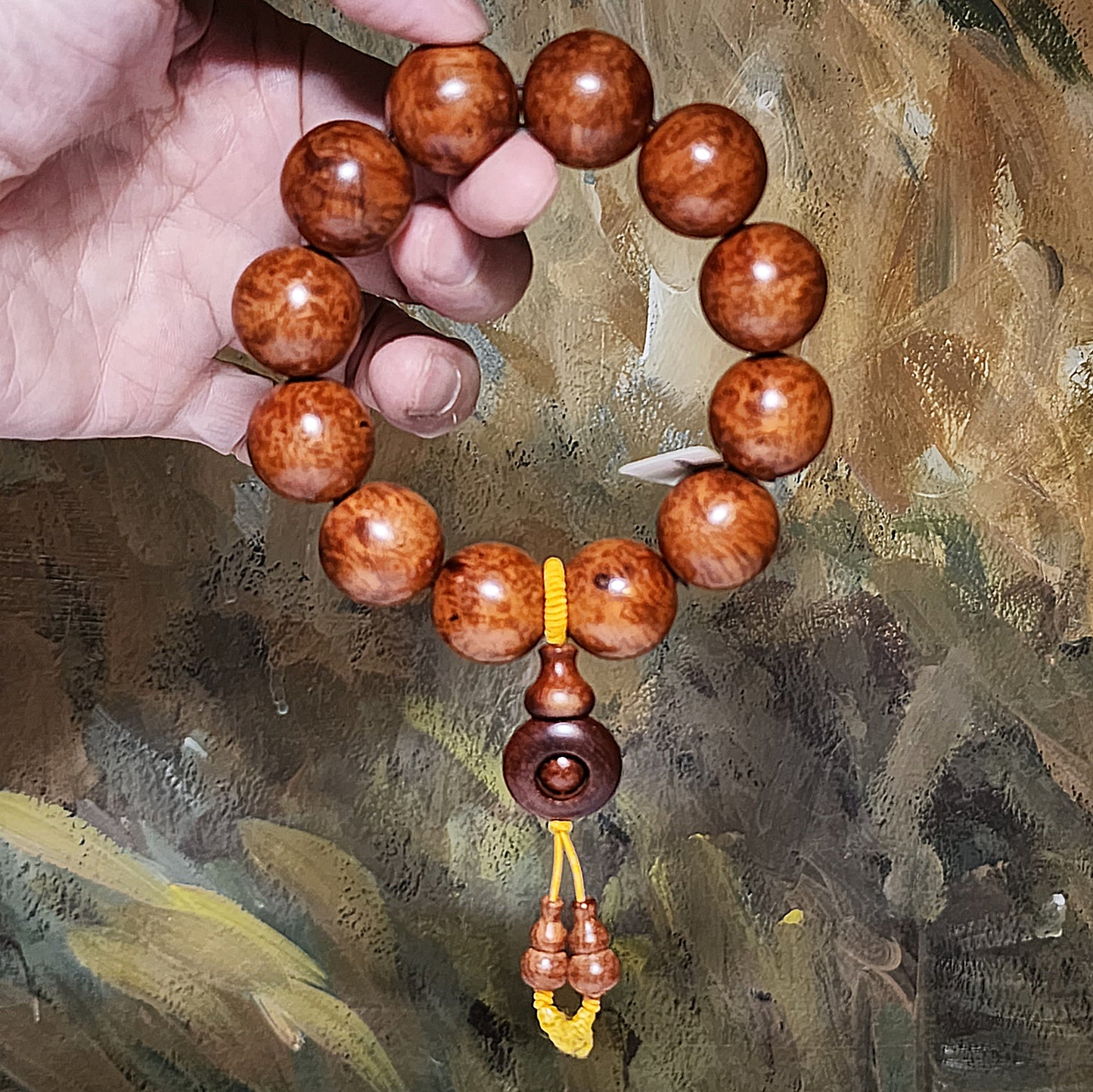 20mm Premium aged Hainan Chinese Fragrant Rosewood (Dalbergia odorifera) "Knurl Knob" high natural oil content bracelet/handheld 大尺寸20毫米海南黄花梨(降香黄檀)老油梨瘤疤手串/手持