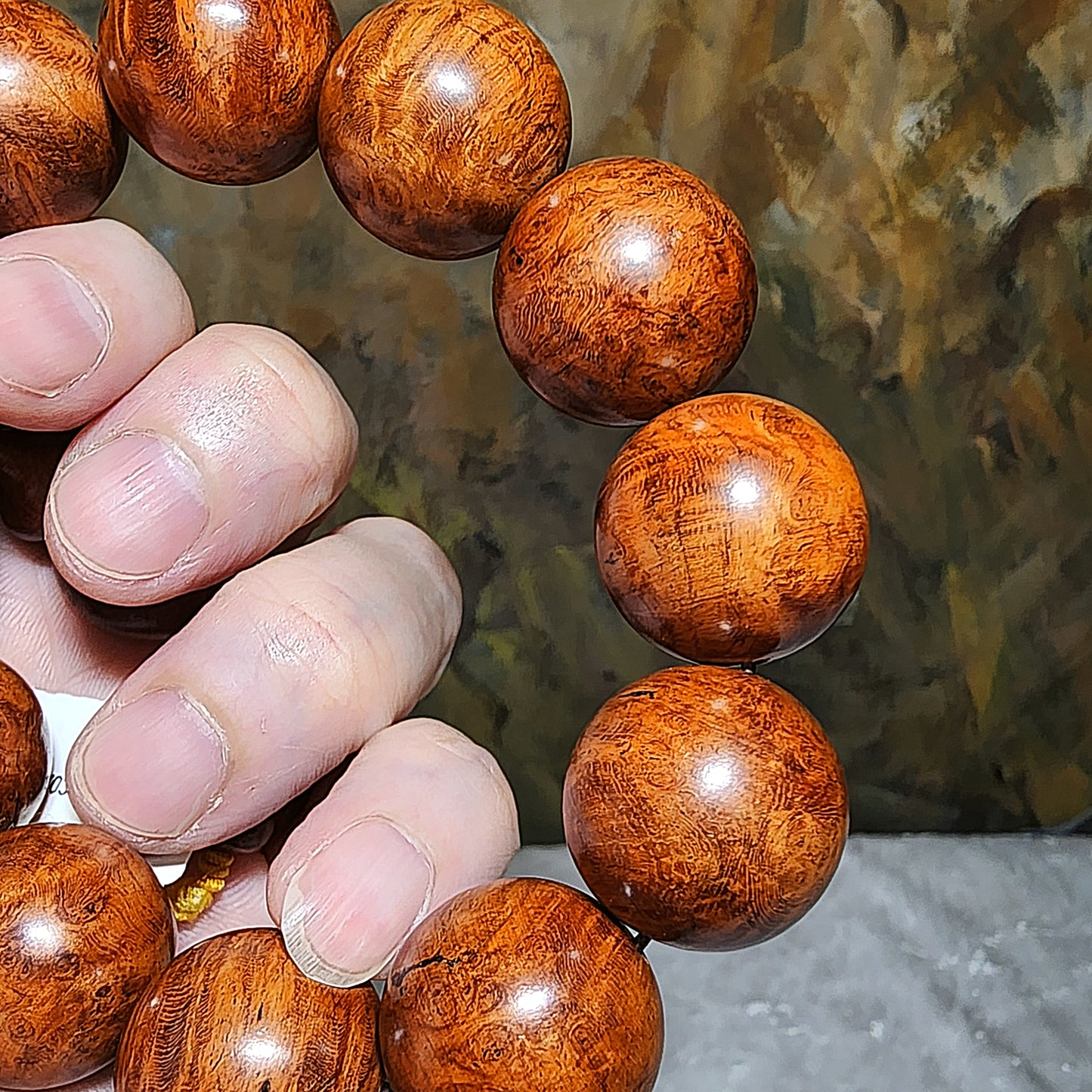 20mm Premium aged Hainan Chinese Fragrant Rosewood (Dalbergia odorifera) "Knurl Knob" high natural oil content bracelet/handheld 大尺寸20毫米海南黄花梨(降香黄檀)老油梨瘤疤手串/手持
