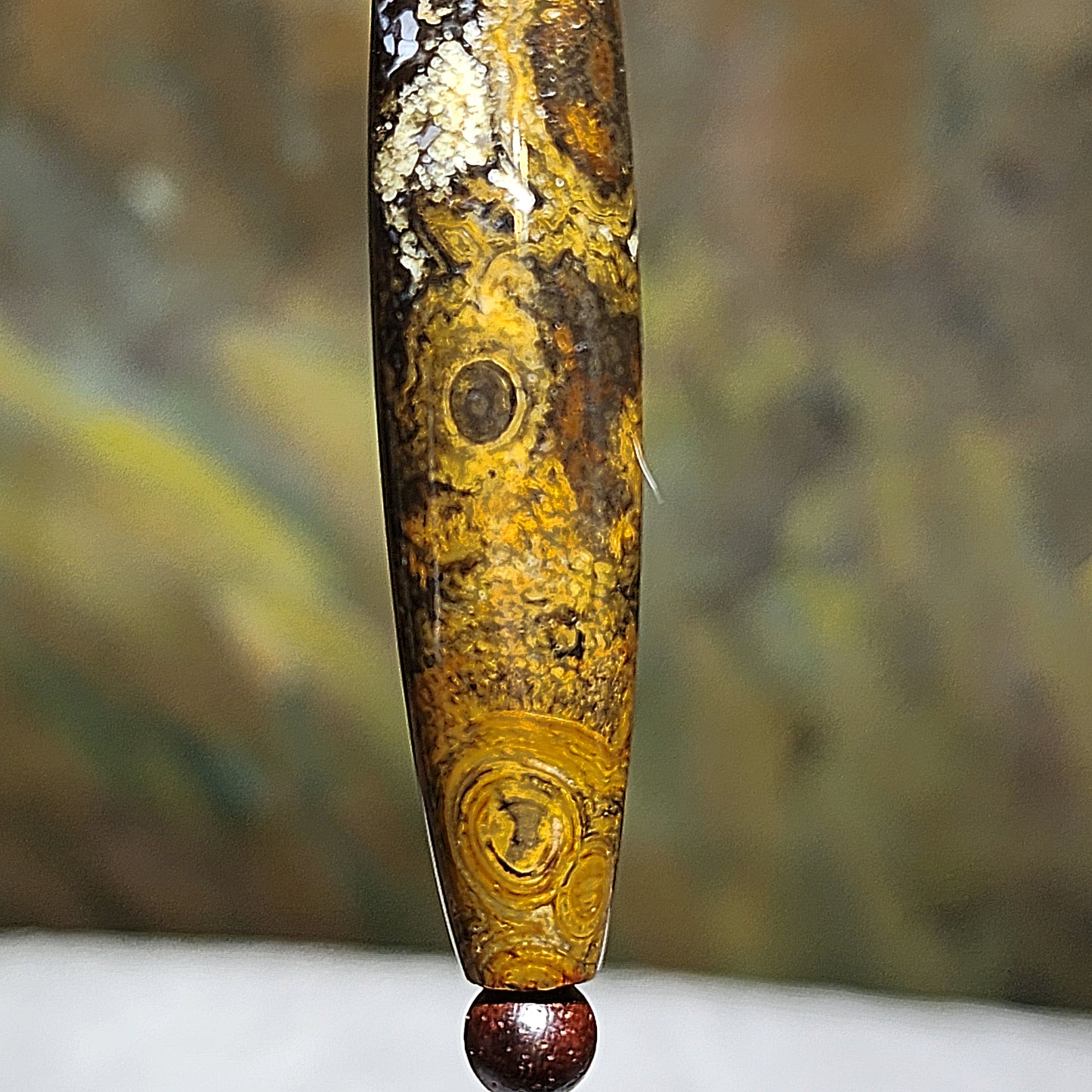59.3mm Tibetan Meng Tianzhu Natural Eyes 3 Eyes Dzi pendant 59.3毫米九眼页岩蒙天珠天眼三眼吊坠