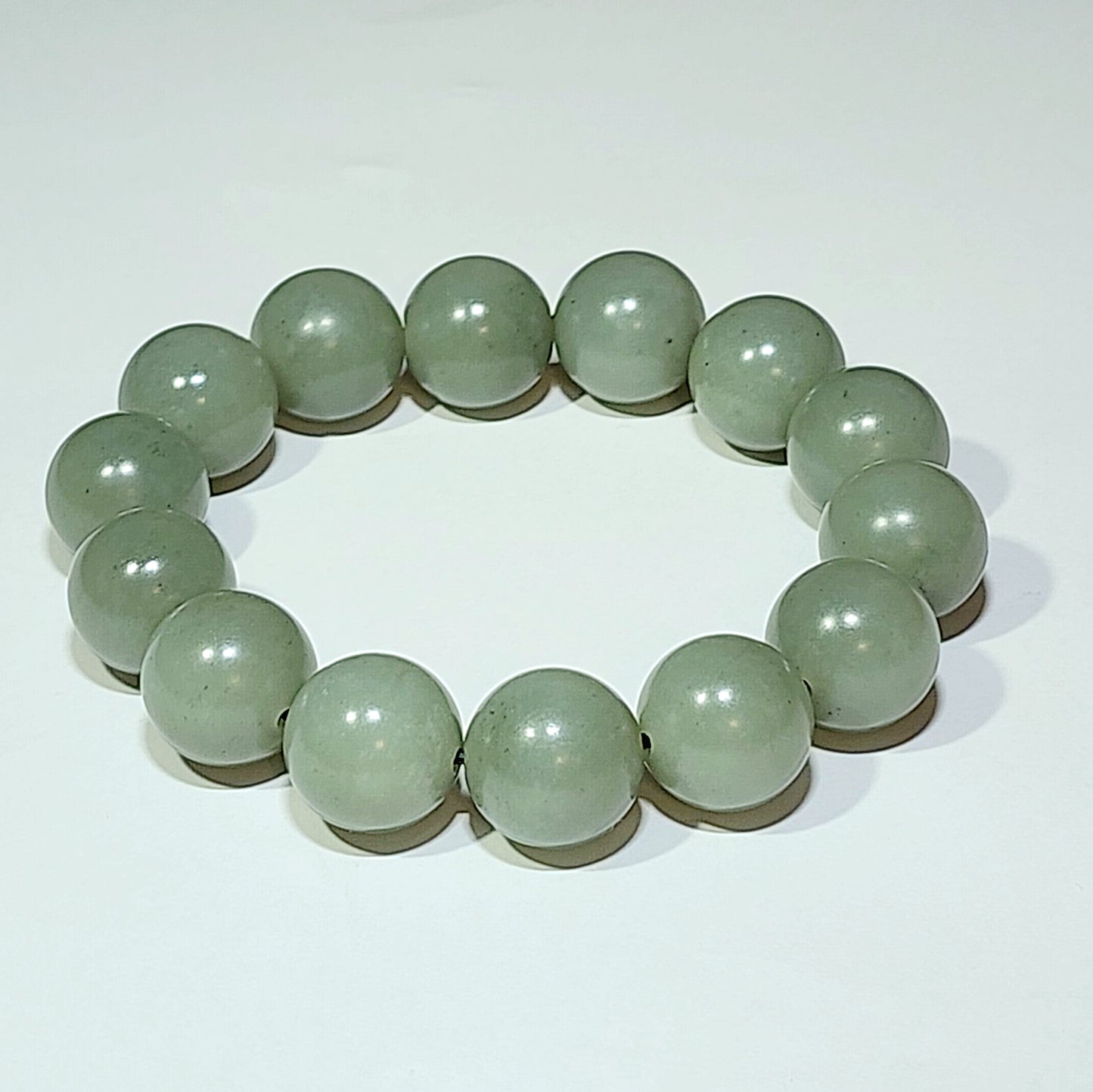 16.1mm Premium Nephrite light green with blue hue bracelet (with certificate) 16.1毫米和田玉且末青白带蓝调手链(带证书)
