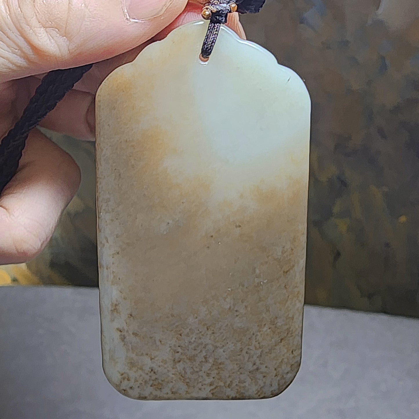 Premium Nephrite caramel brown & white Chinese Landscape Jade pendant (with certificate) 和田玉且末糖高青白山水意境吊坠(带证书)