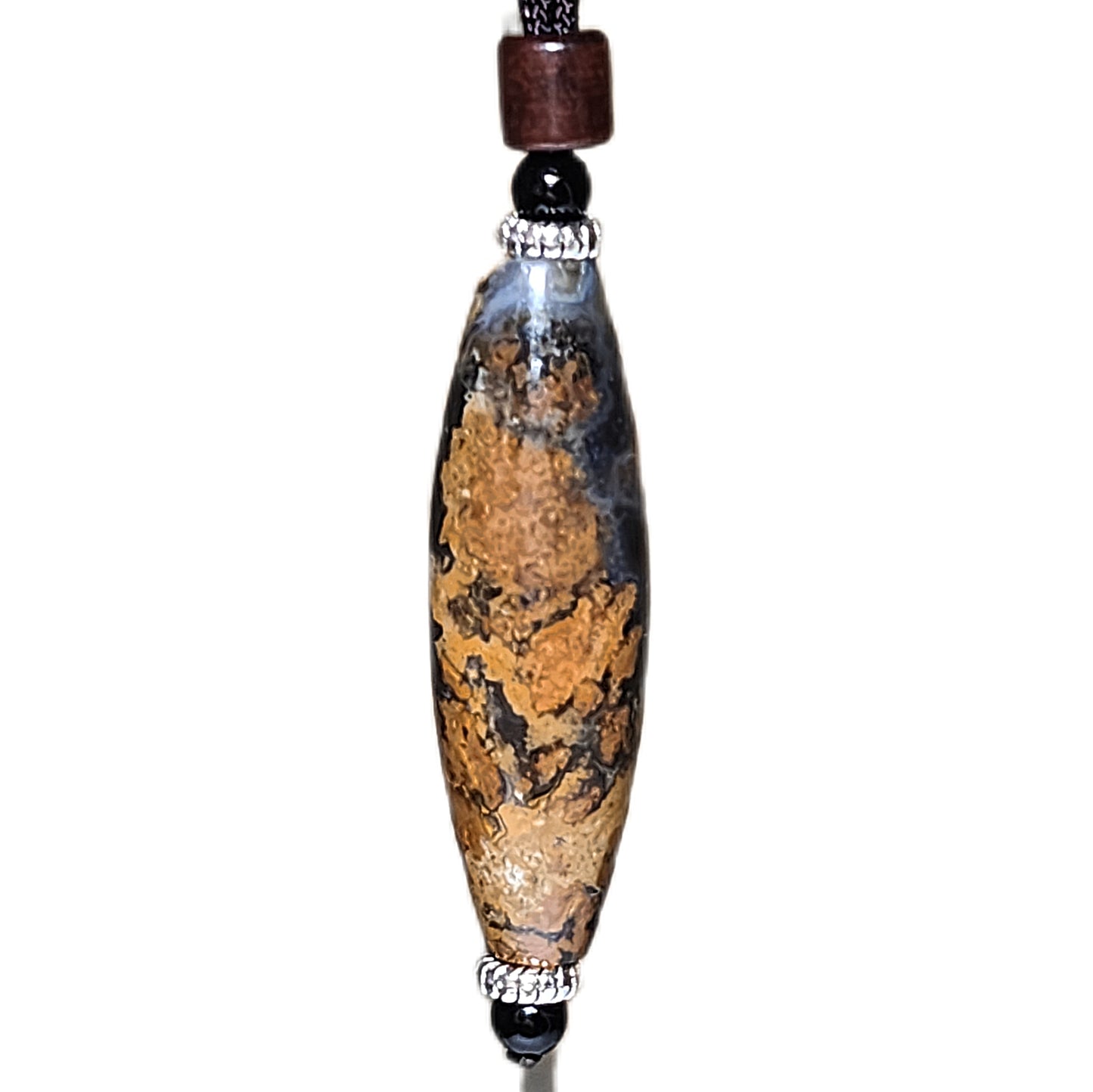 52mm Tibetan Meng Tianzhu Natural Eyes natural Dragon totem Dzi pendant 52毫米九眼页岩蒙天珠天眼多眼天然龙纹吊坠