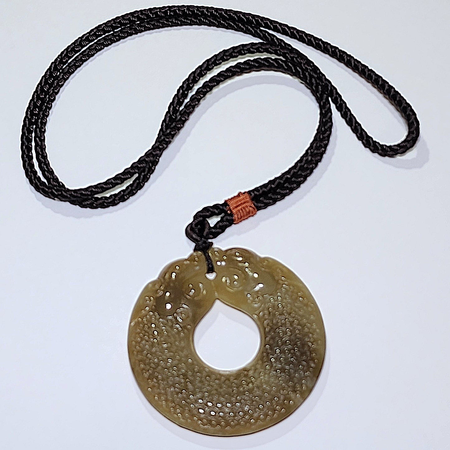 Gegegems Collection Premium Nephrite caramel brown double sides carvings Two Dragons Jade pendant (with certificate) 和田玉且末糖双面雕刻古式双龙玉佩(带证书)