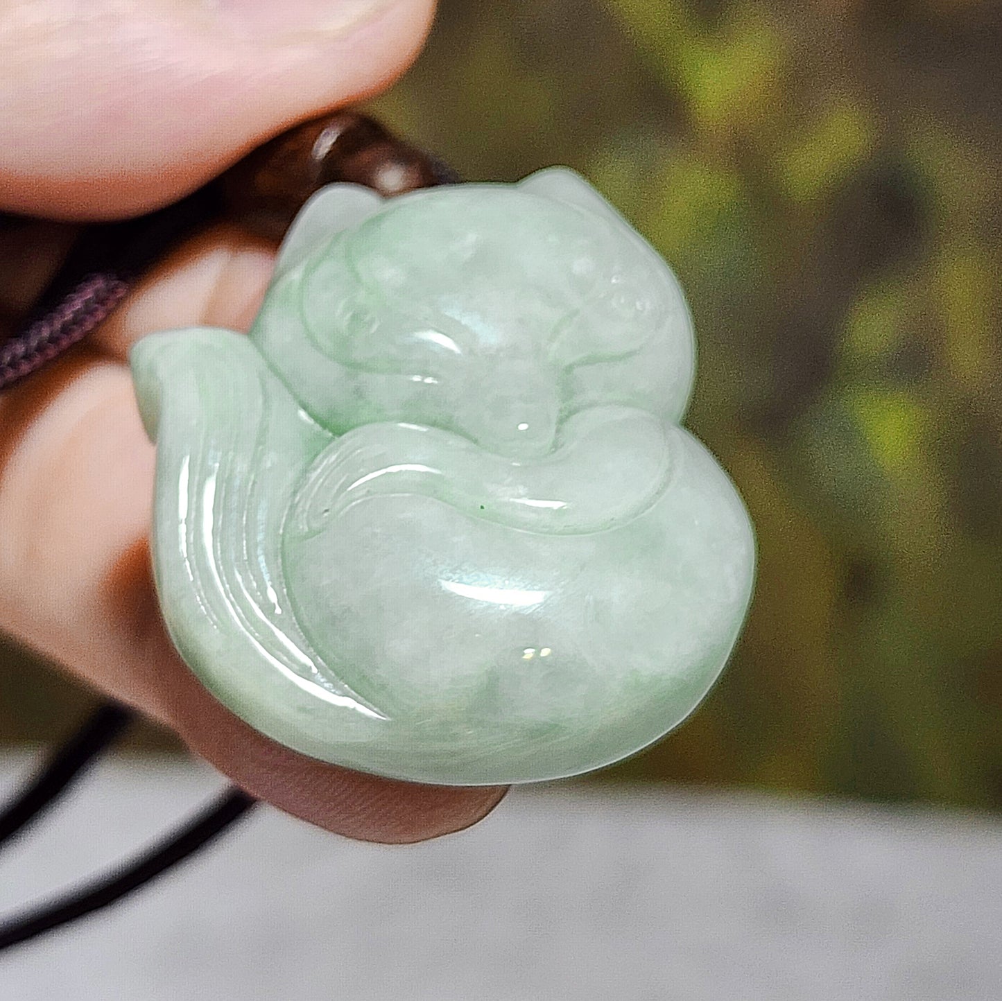 Type A Jadeite light green Fox Jade pendant (with certificate) 翡翠淡绿狐狸吊坠(帶证书)