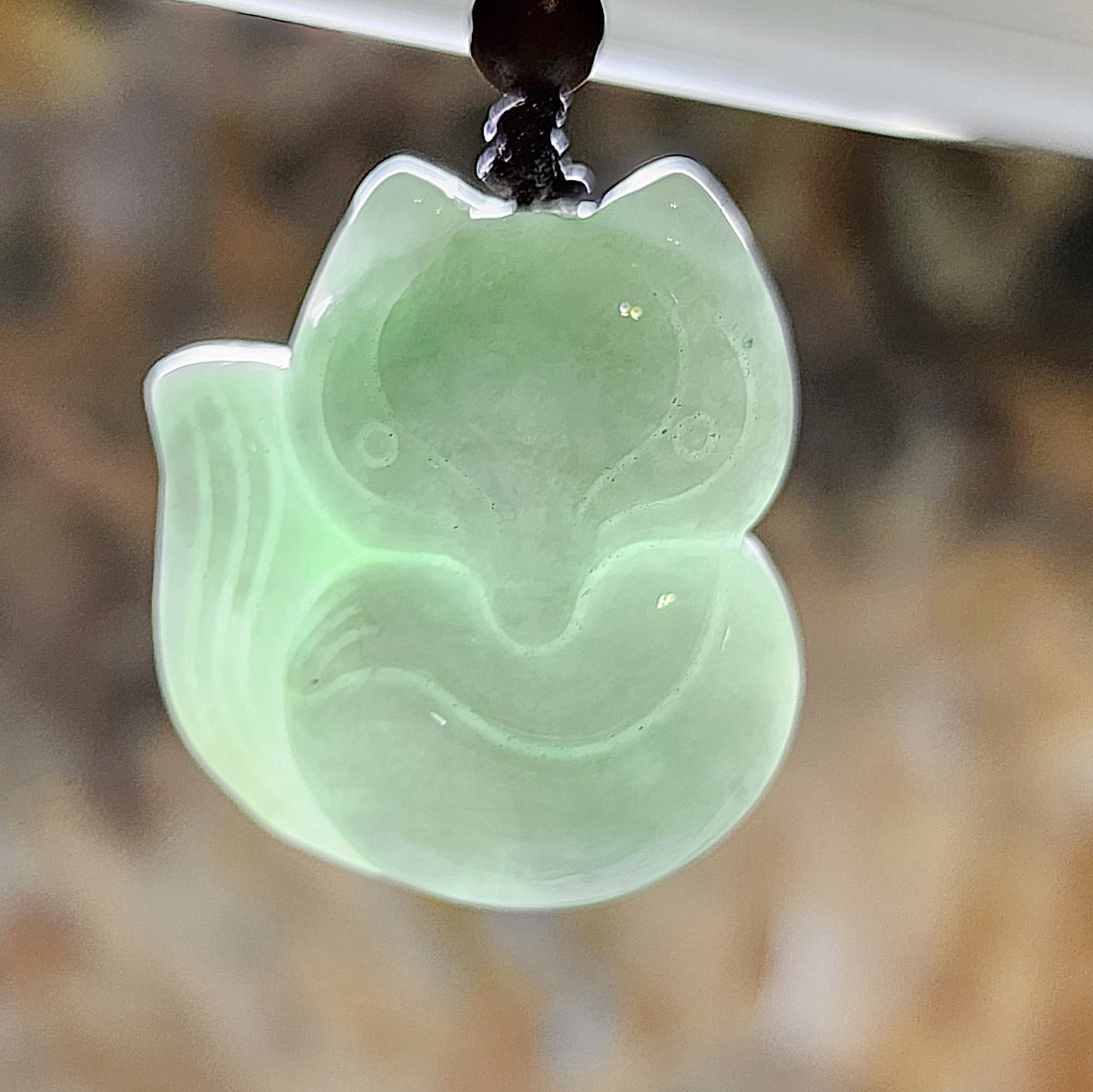 Type A Jadeite light green Fox Jade pendant (with certificate) 翡翠淡绿狐狸吊坠(帶证书)