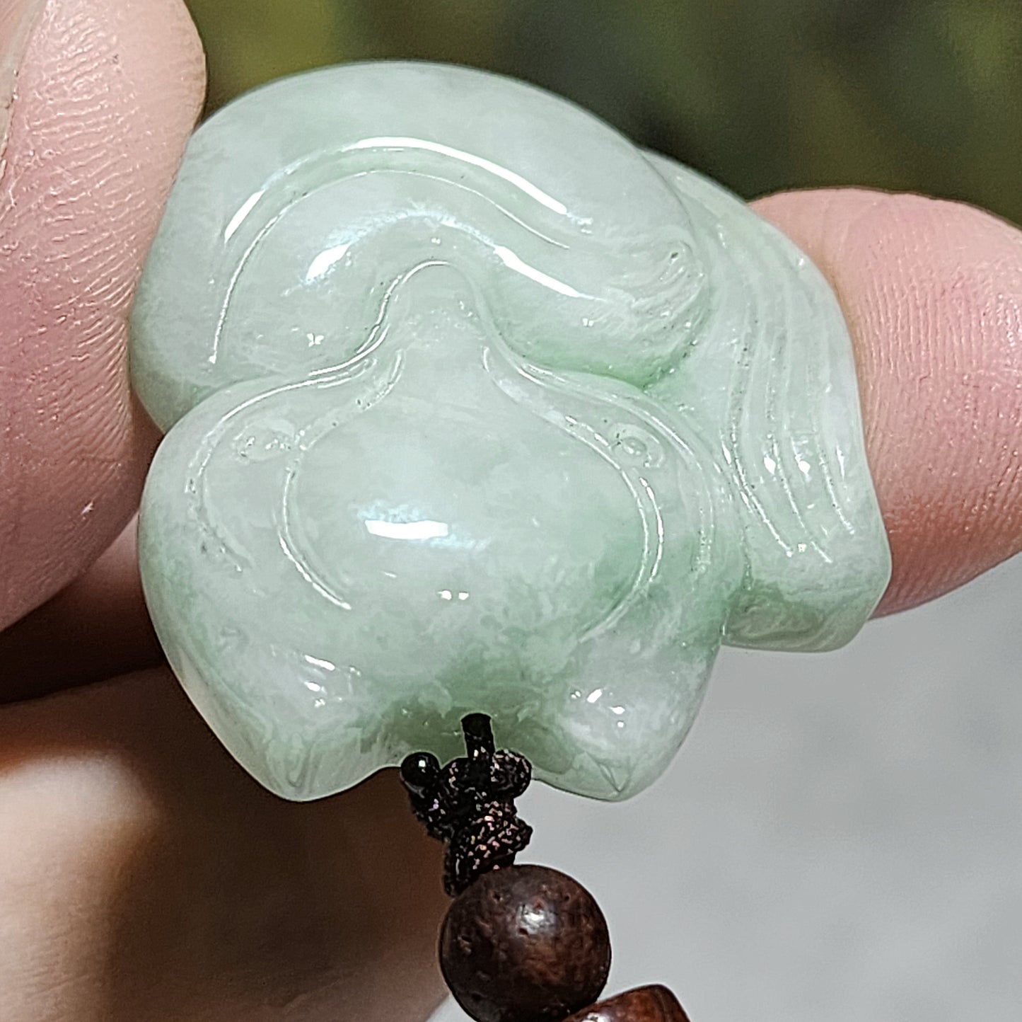Type A Jadeite light green Fox Jade pendant (with certificate) 翡翠淡绿狐狸吊坠(帶证书)