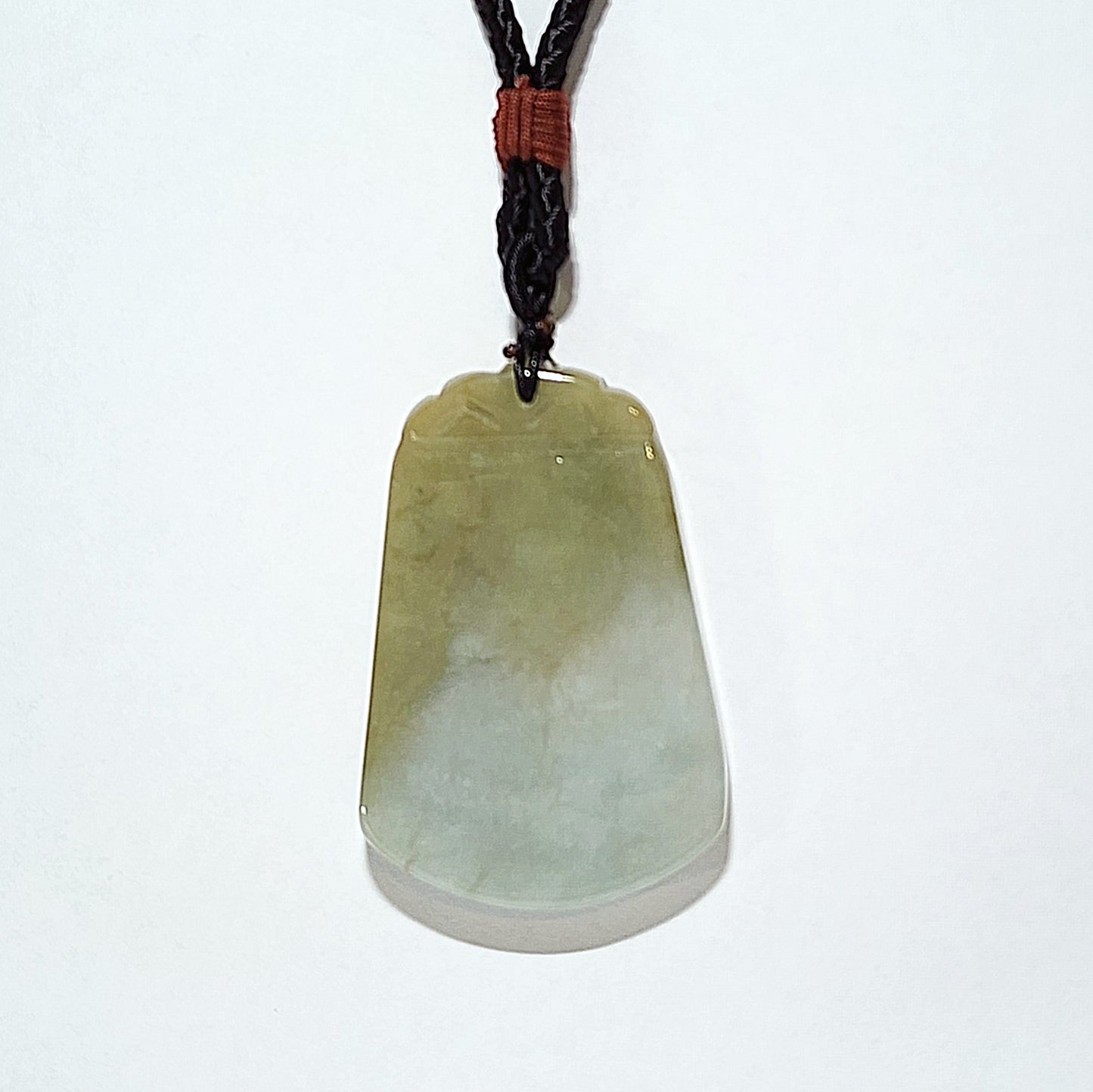 5.4cm natural untreated Burma Jade (Type A Jadeite) yellowish light green Wu Shi Pai pendant (with certificate) 5.4厘米翡翠黄翡淡绿无事牌吊坠(带证书)