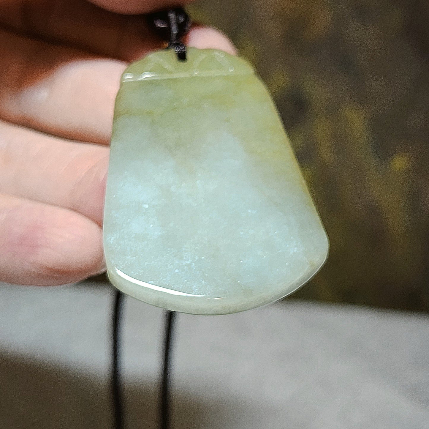 5.4cm natural untreated Burma Jade (Type A Jadeite) yellowish light green Wu Shi Pai pendant (with certificate) 5.4厘米翡翠黄翡淡绿无事牌吊坠(带证书)