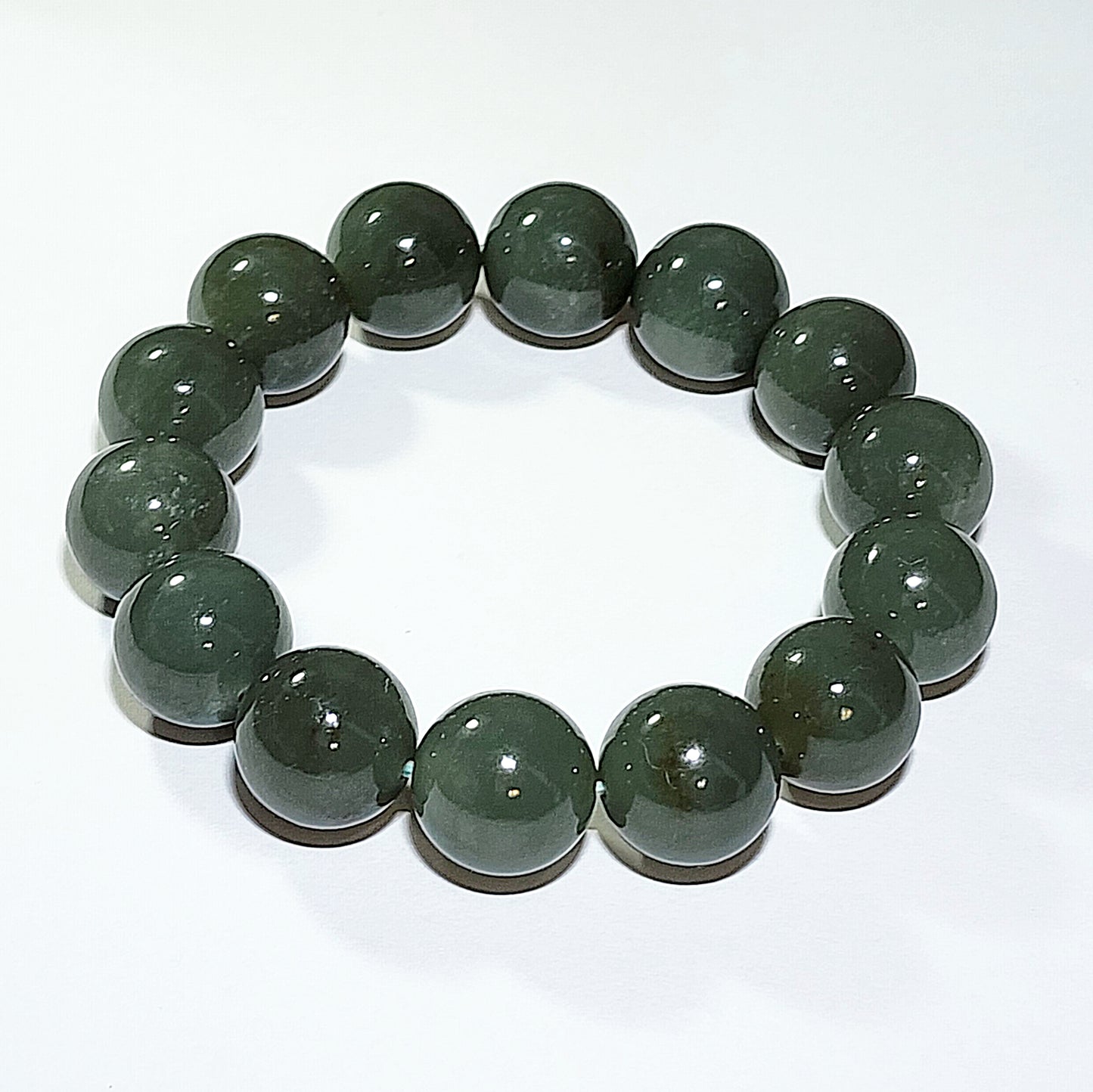 16mm Premium Nephrite blue hue light green with some caramel brown bracelet (with certificate) 16毫米优质和田玉且末蓝调青白帶小许糖手链(带证书)