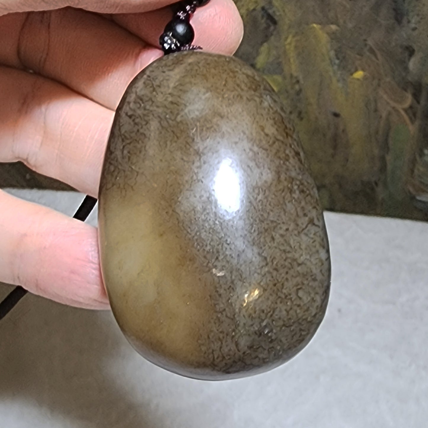 Premium Nephrite caramel brown good greasiness God of Wealth & Laughing Buddha Maitreya Jade pendant/handheld (with certificate) 优质和田玉且末老黃糖油润财神弥勒笑佛人财兩旺吊坠/手把(带证书)