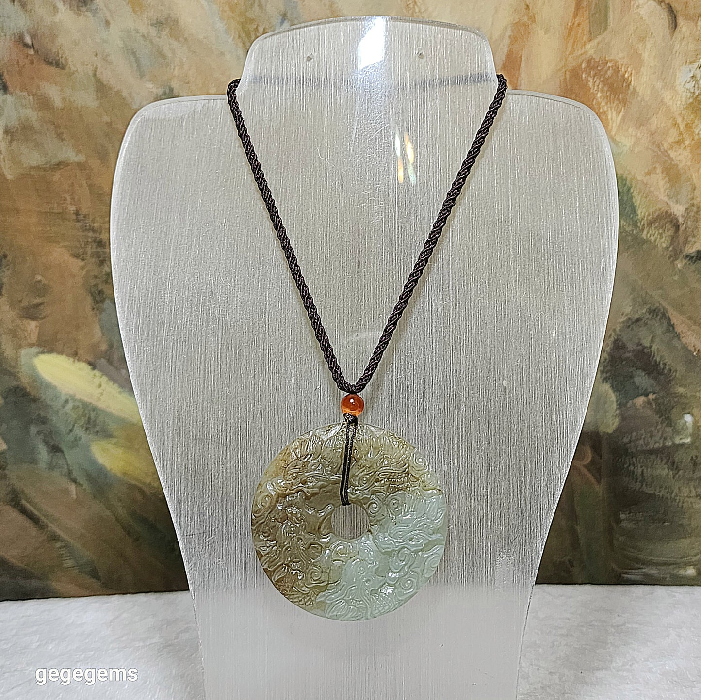 Premium Nephrite Nine Dragons (5 in front, 4 behind) Donut Jade pendant (with certificate) 和田玉且末糖青白九龙(前五后四)平安扣玉壁吊坠(带证书)
