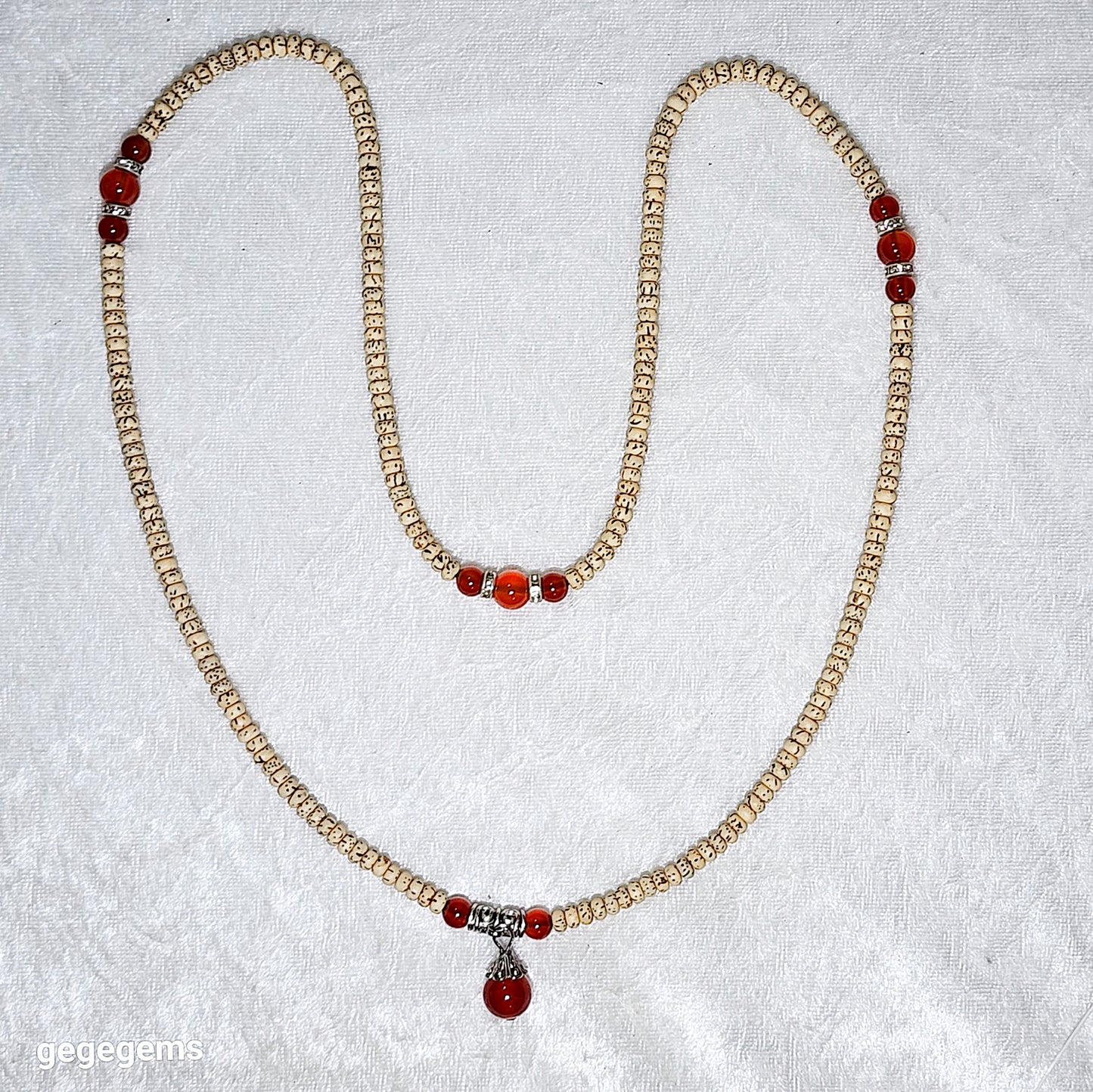 4.5mm "Star & Moon" Bodhi with Red Agate accessories necklace 4.5毫米老料星月菩提配红玛瑙长项链